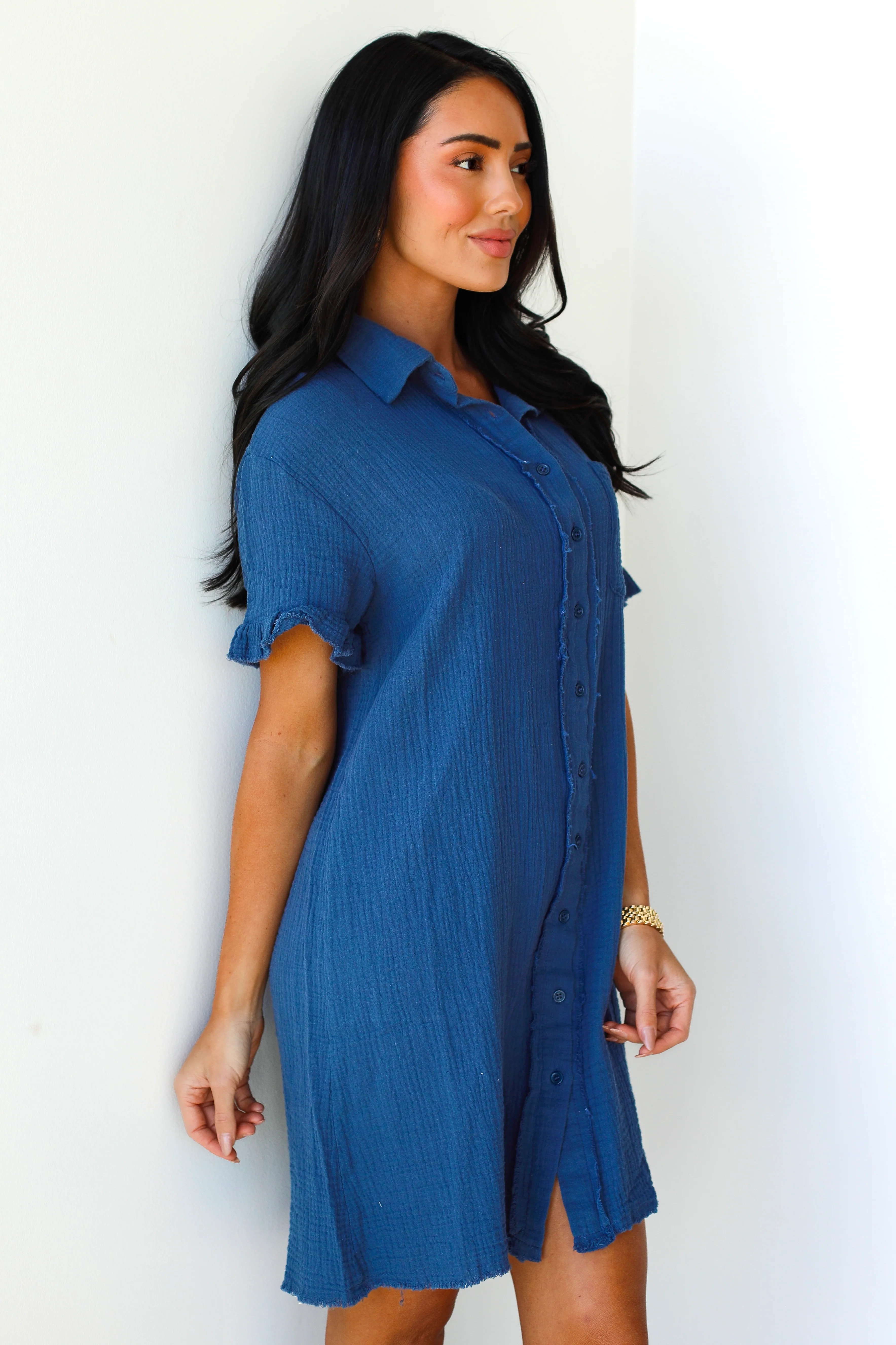 The Micha Soft Navy Dresses - XNAUWBI