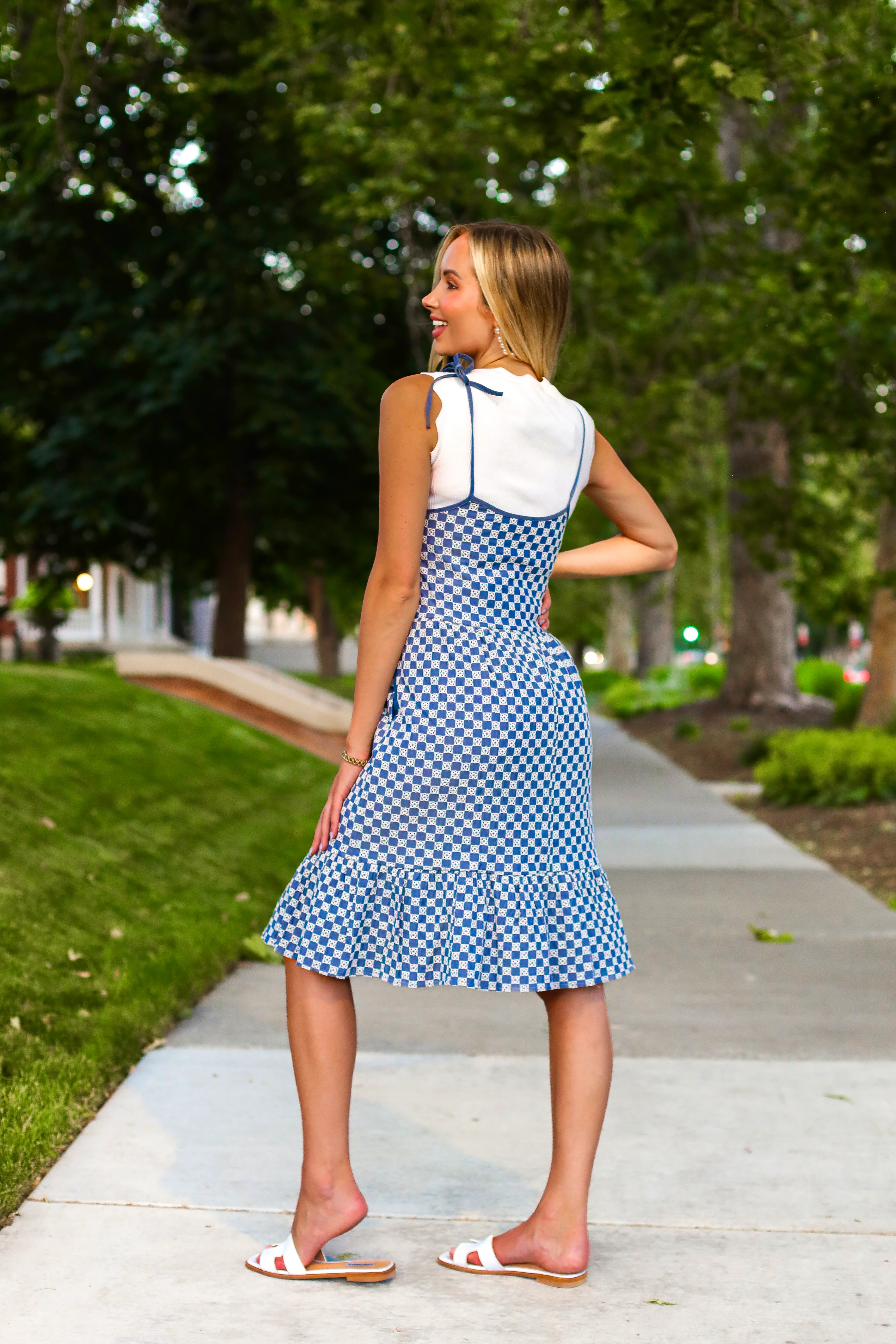 The Leon Denim Checkered Dresses - XNAUWBI