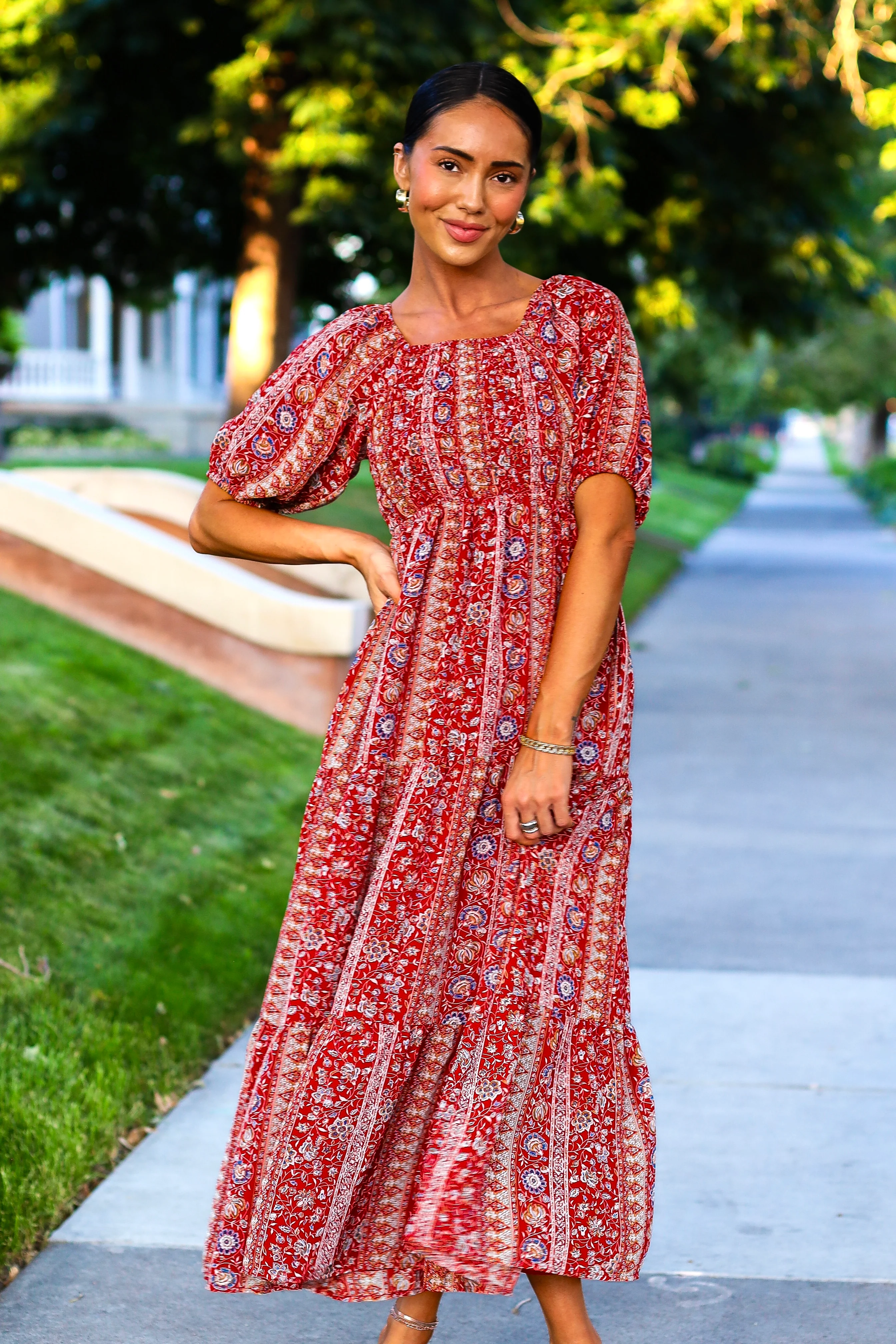 The Indy Red Aztec Dresses - XNAUWBI