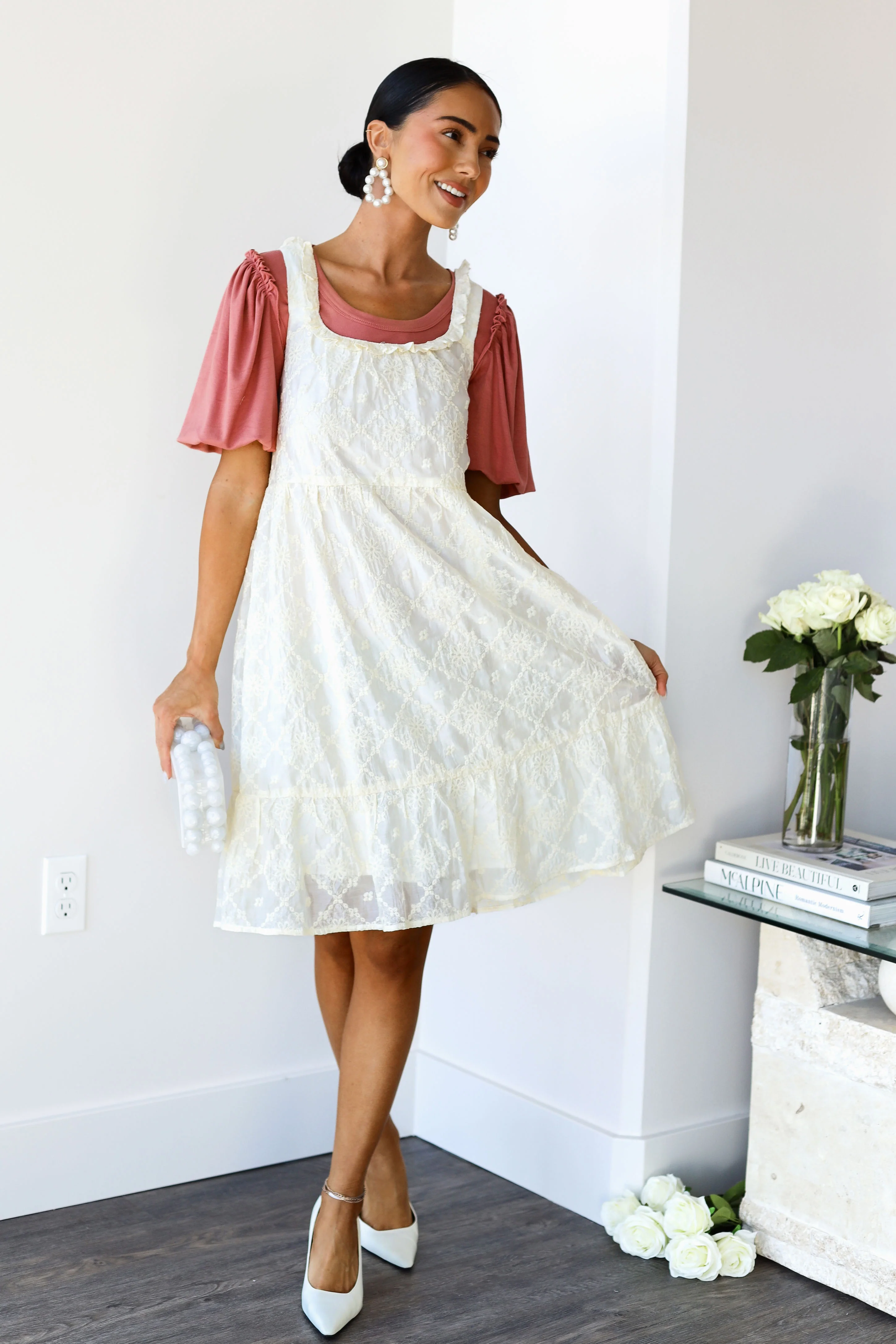 The Maddie Vintage Cream Dresses - XNAUWBI