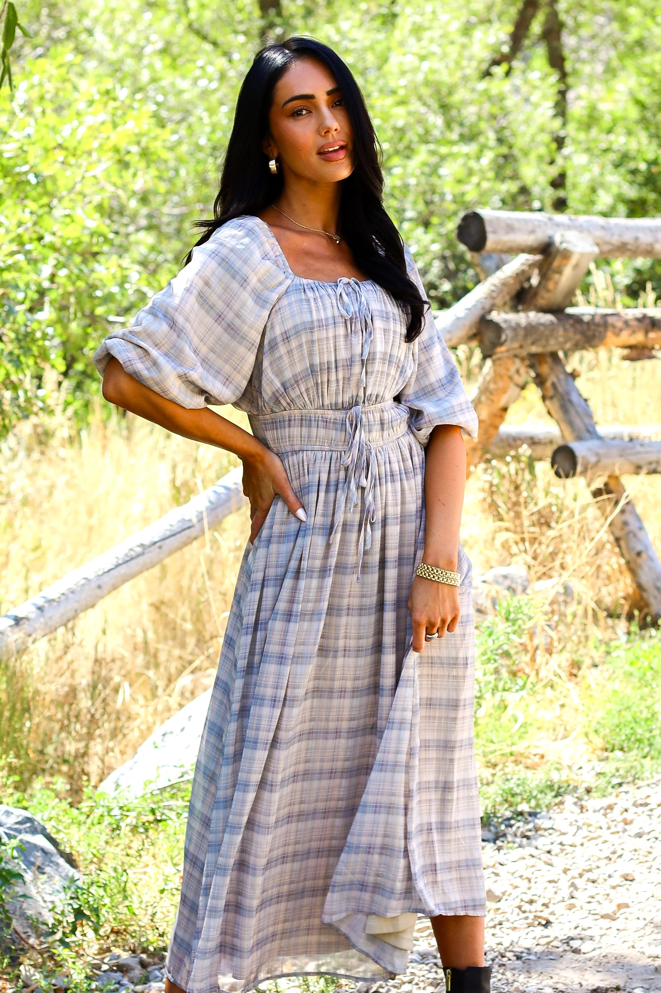 The Dyer Frosty Plaid Dresses - XNAUWBI