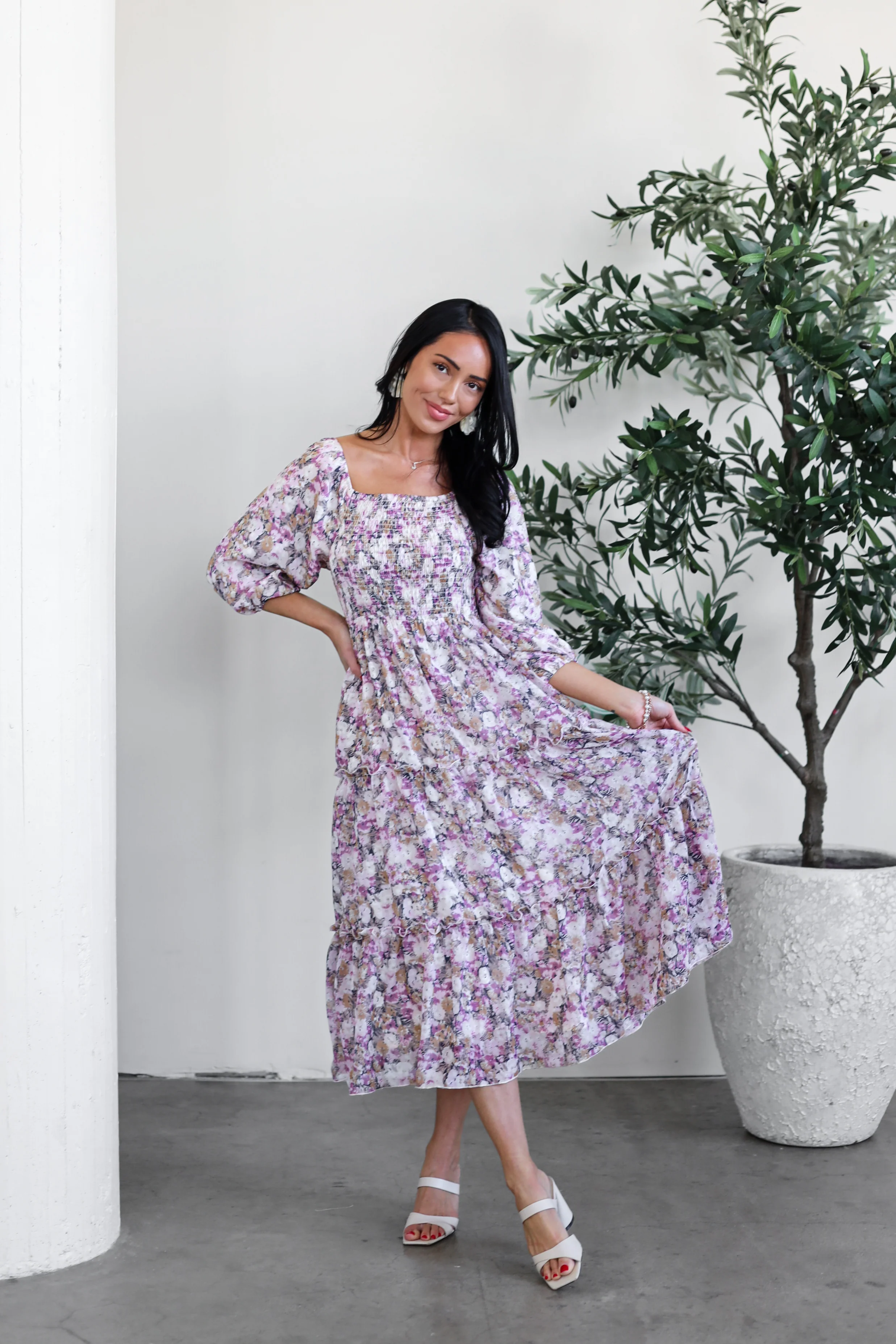 The Greta Lavender Lotus Dresses - XNAUWBI
