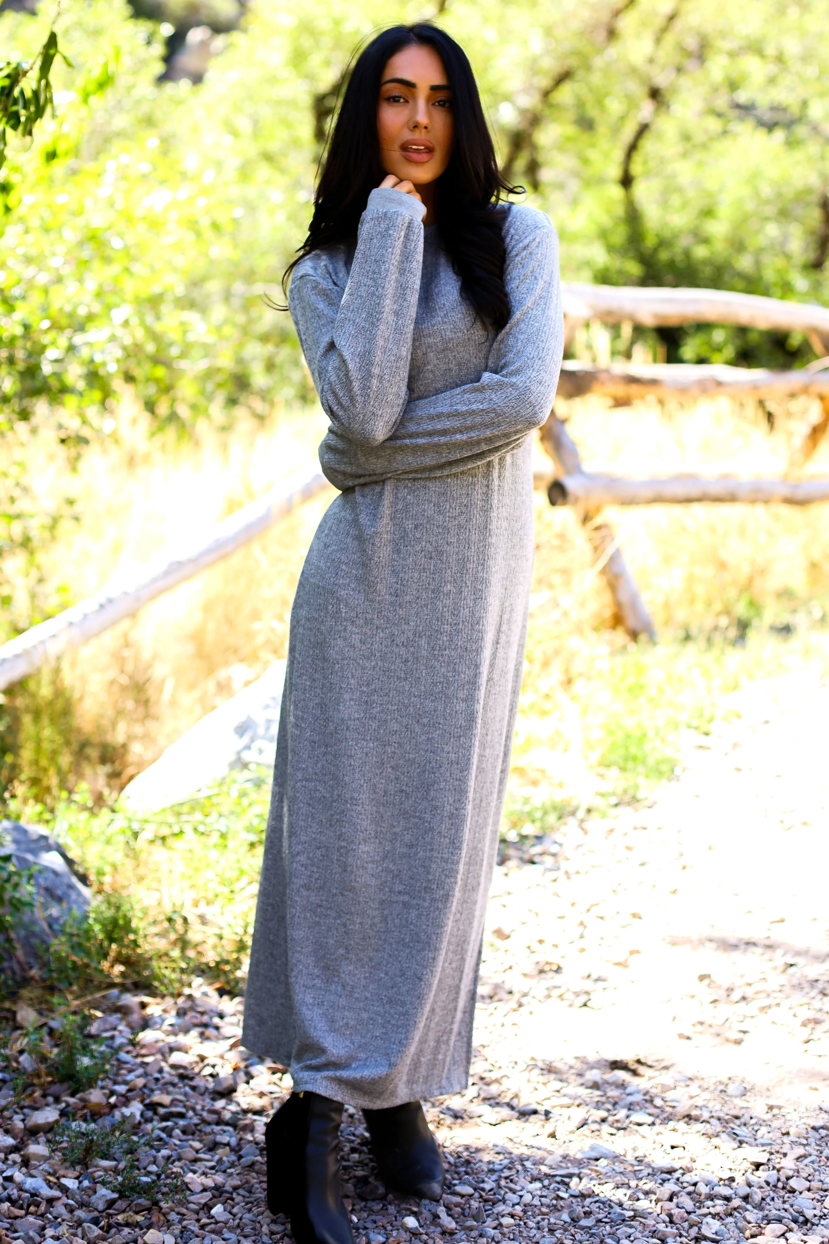 The Arden Speckled Grey Dresses - XNAUWBI