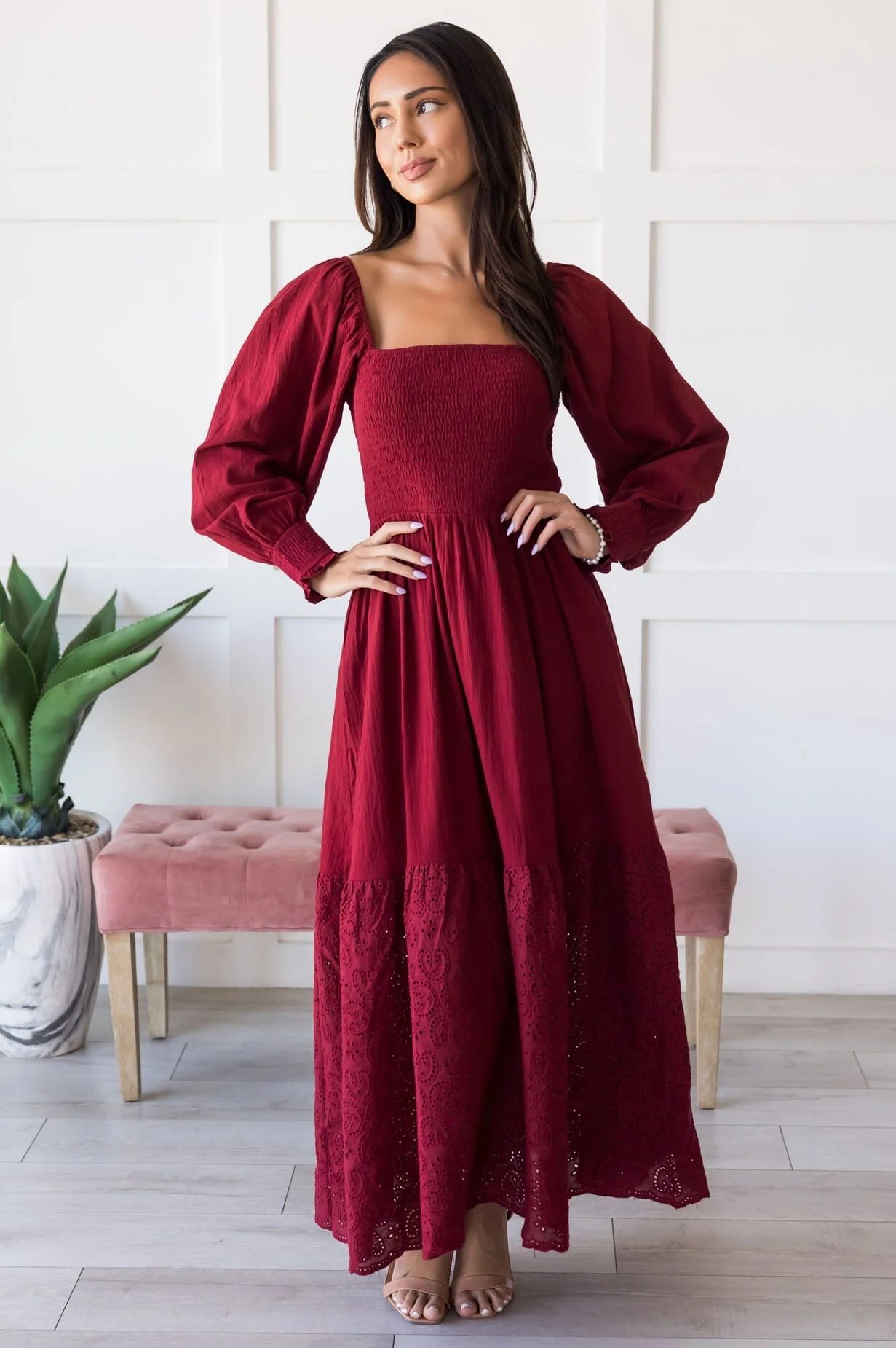 The Emalee Deep Red Dresses - XNAUWBI