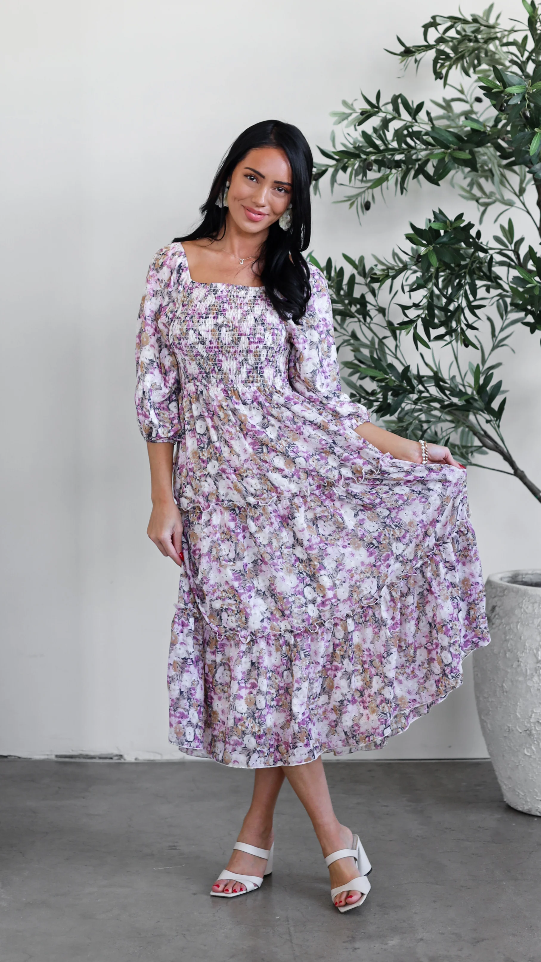 The Greta Lavender Lotus Dresses - XNAUWBI