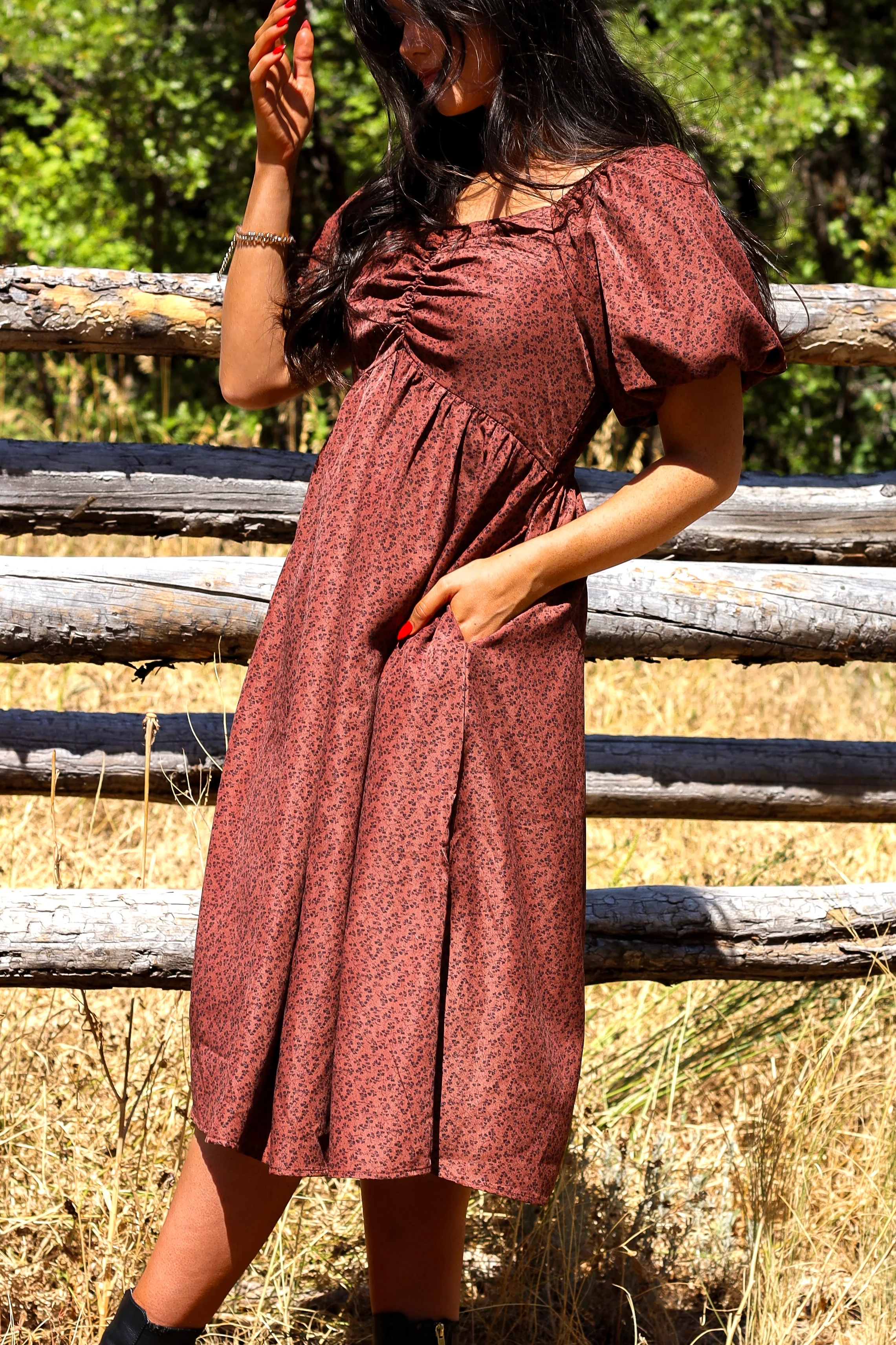 The Charette Chestnut Mini Floral Dresses - XNAUWBI