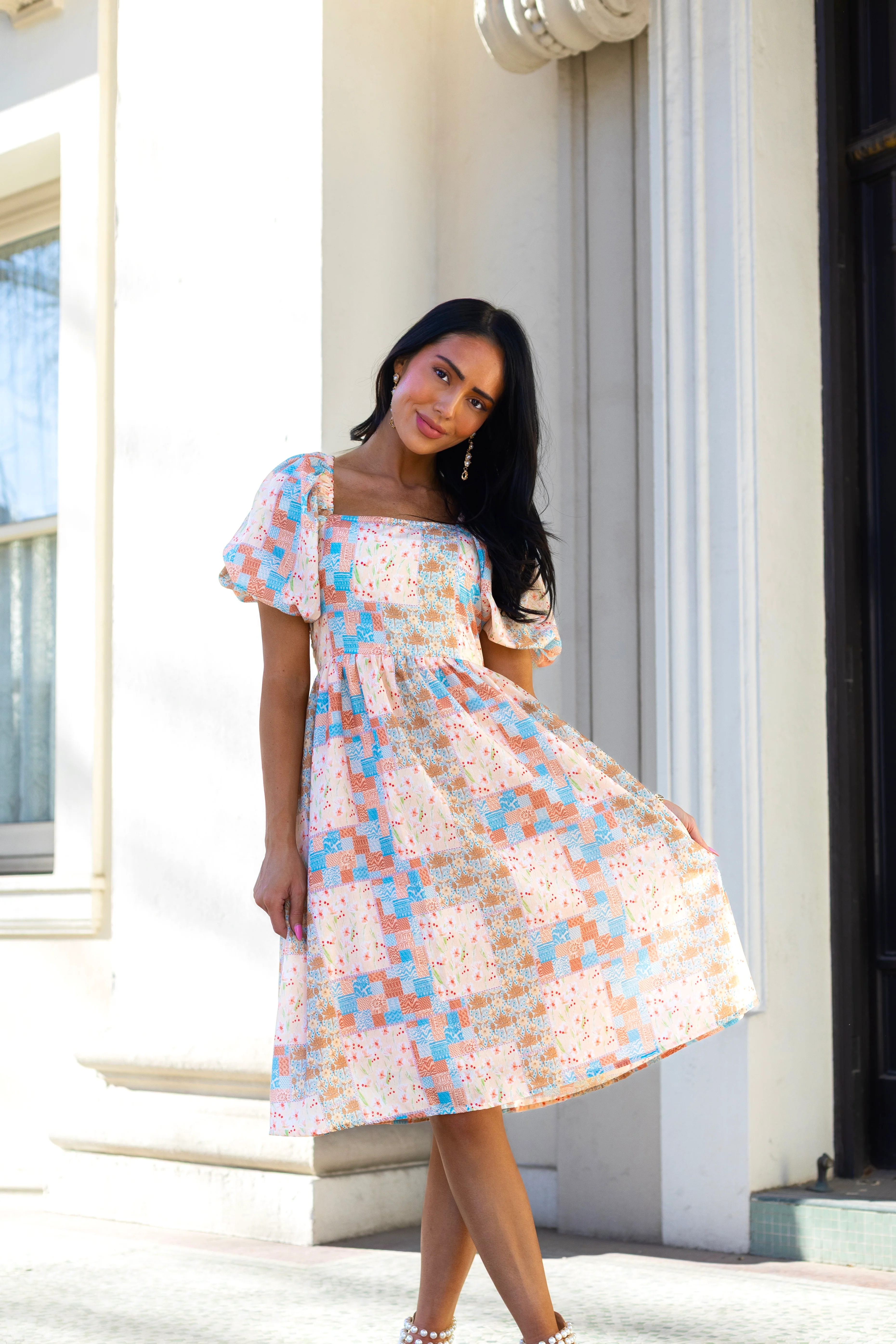 The Gemma Patchwork Floral Dresses - XNAUWBI