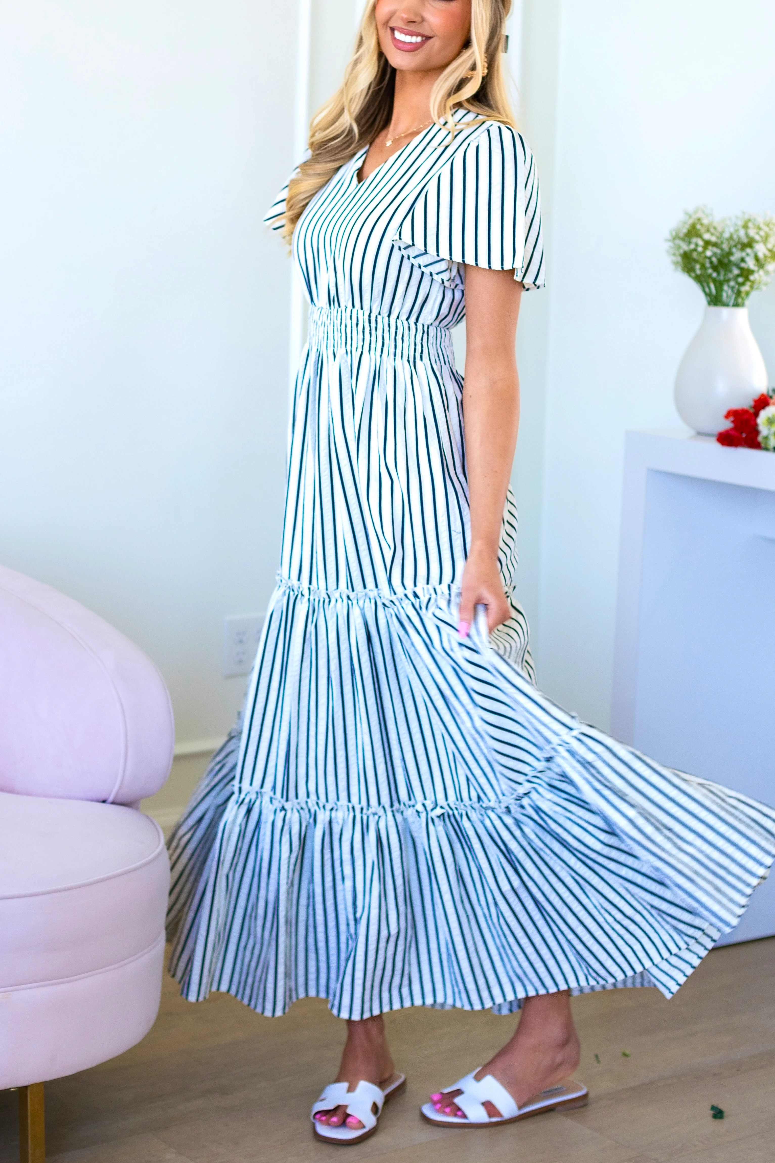 The Eden Black Stripe Dresses - XNAUWBI