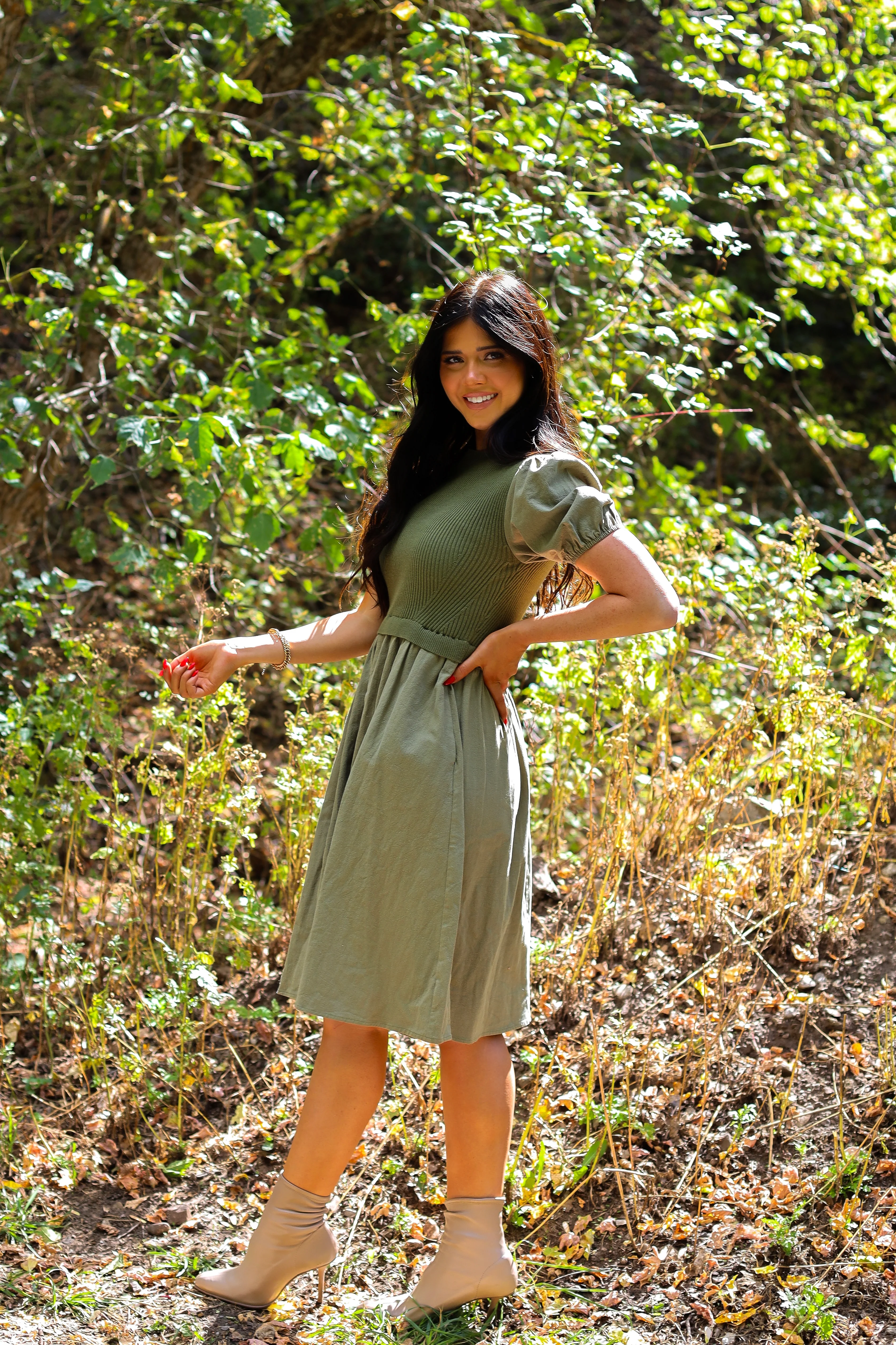 The Rosalie Dusty Olive Dresses - XNAUWBI