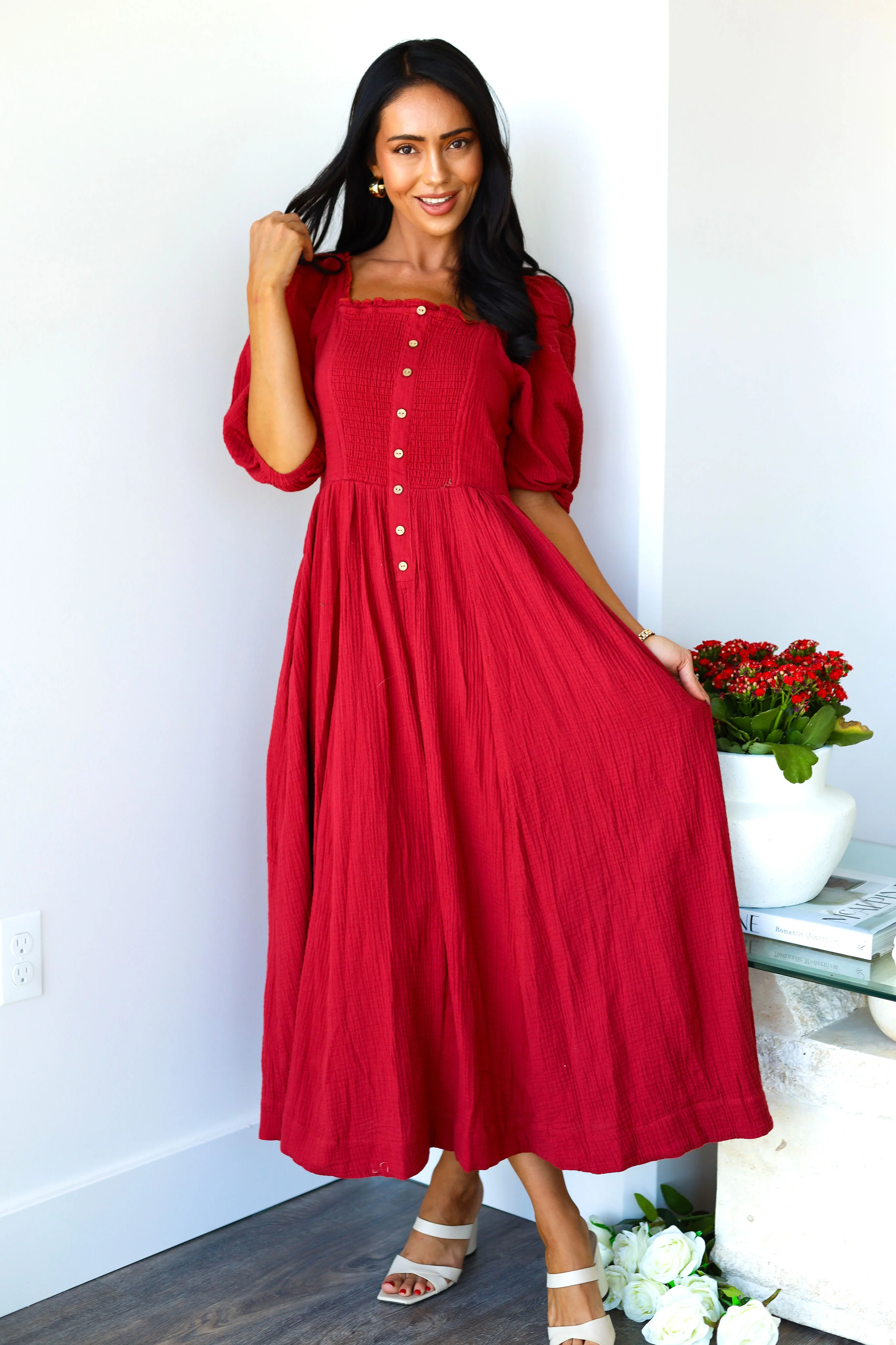 The Lylie Cranberry Dresses - XNAUWBI