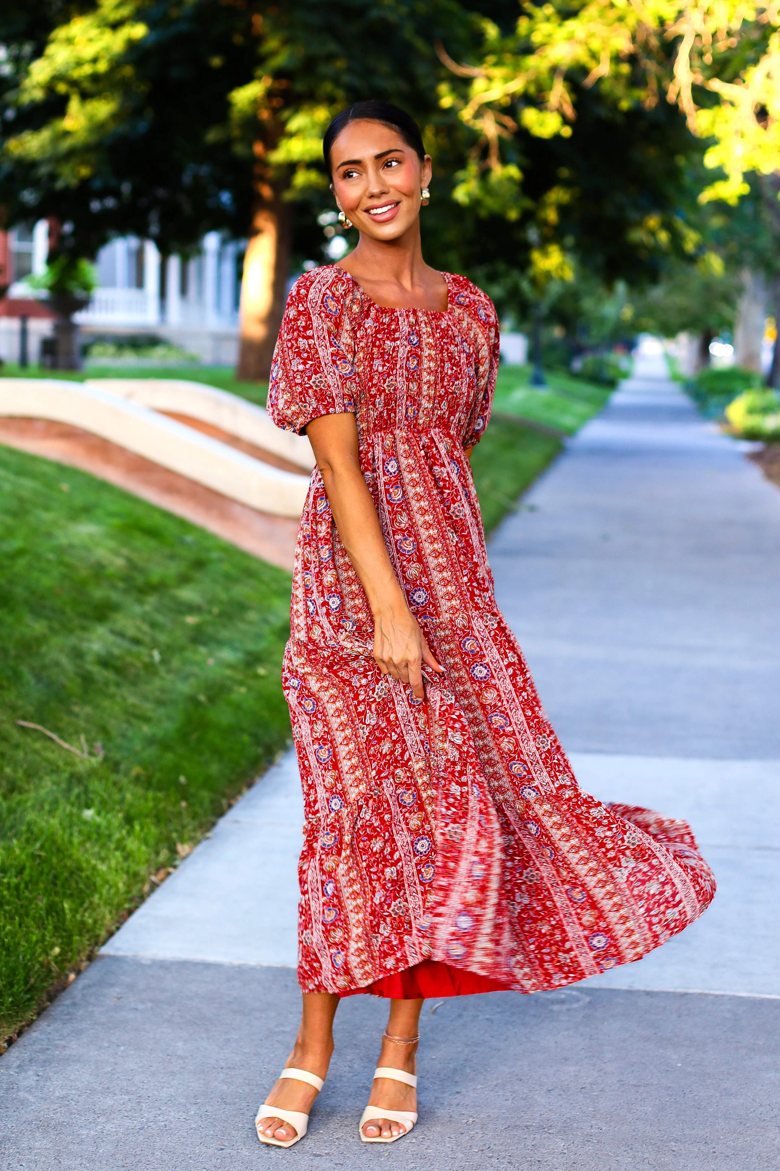 The Indy Red Aztec Dresses - XNAUWBI