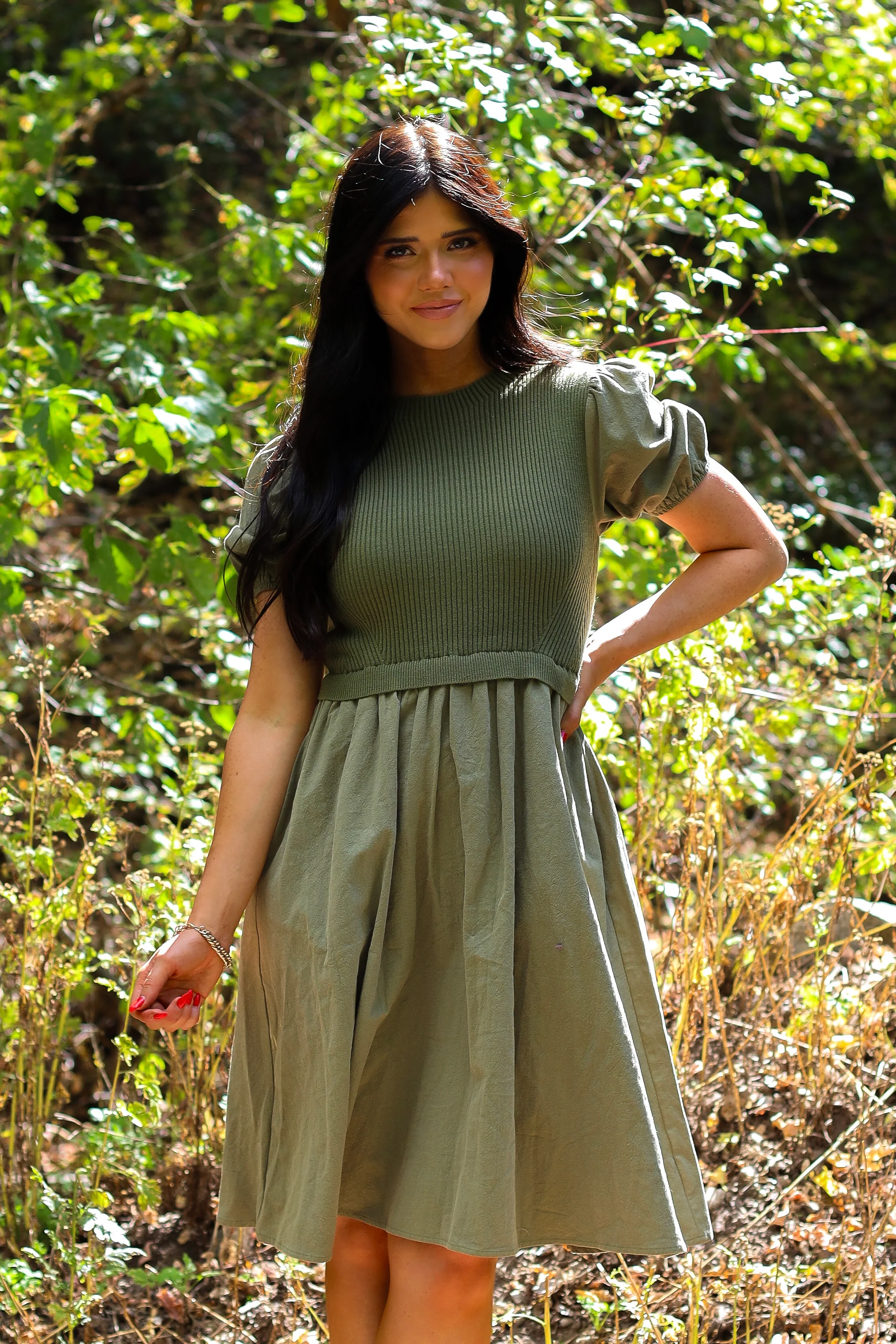 The Rosalie Dusty Olive Dresses - XNAUWBI
