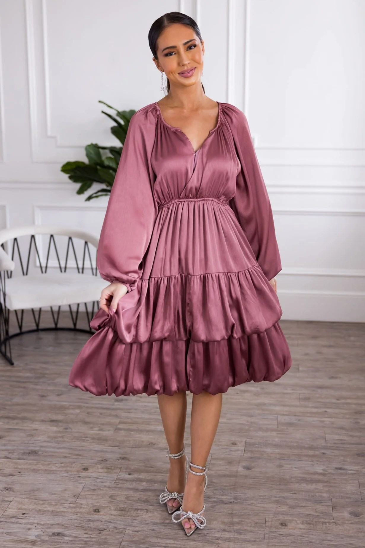 The Beck Metallic Mauve Dresses - XNAUWBI