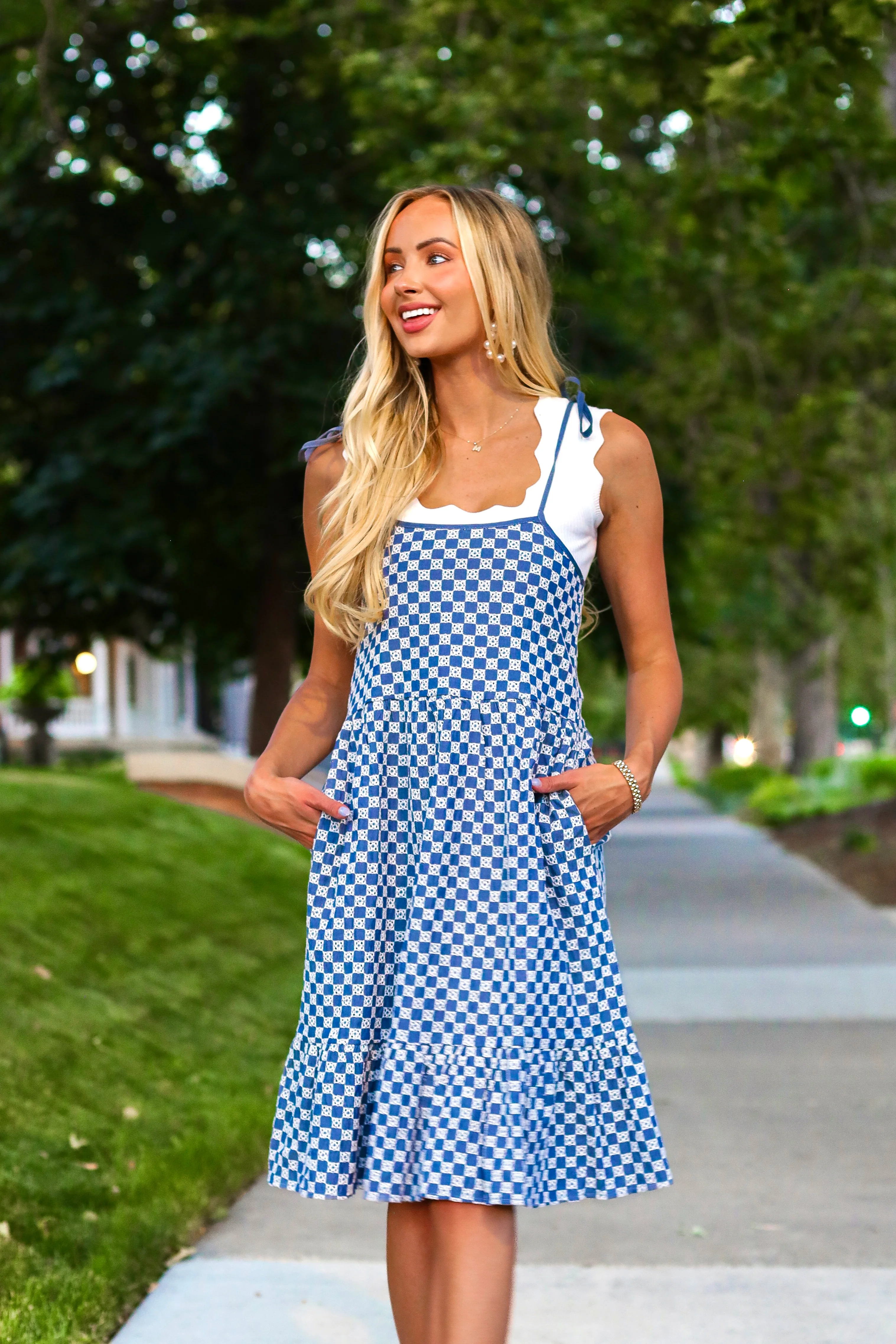 The Leon Denim Checkered Dresses - XNAUWBI