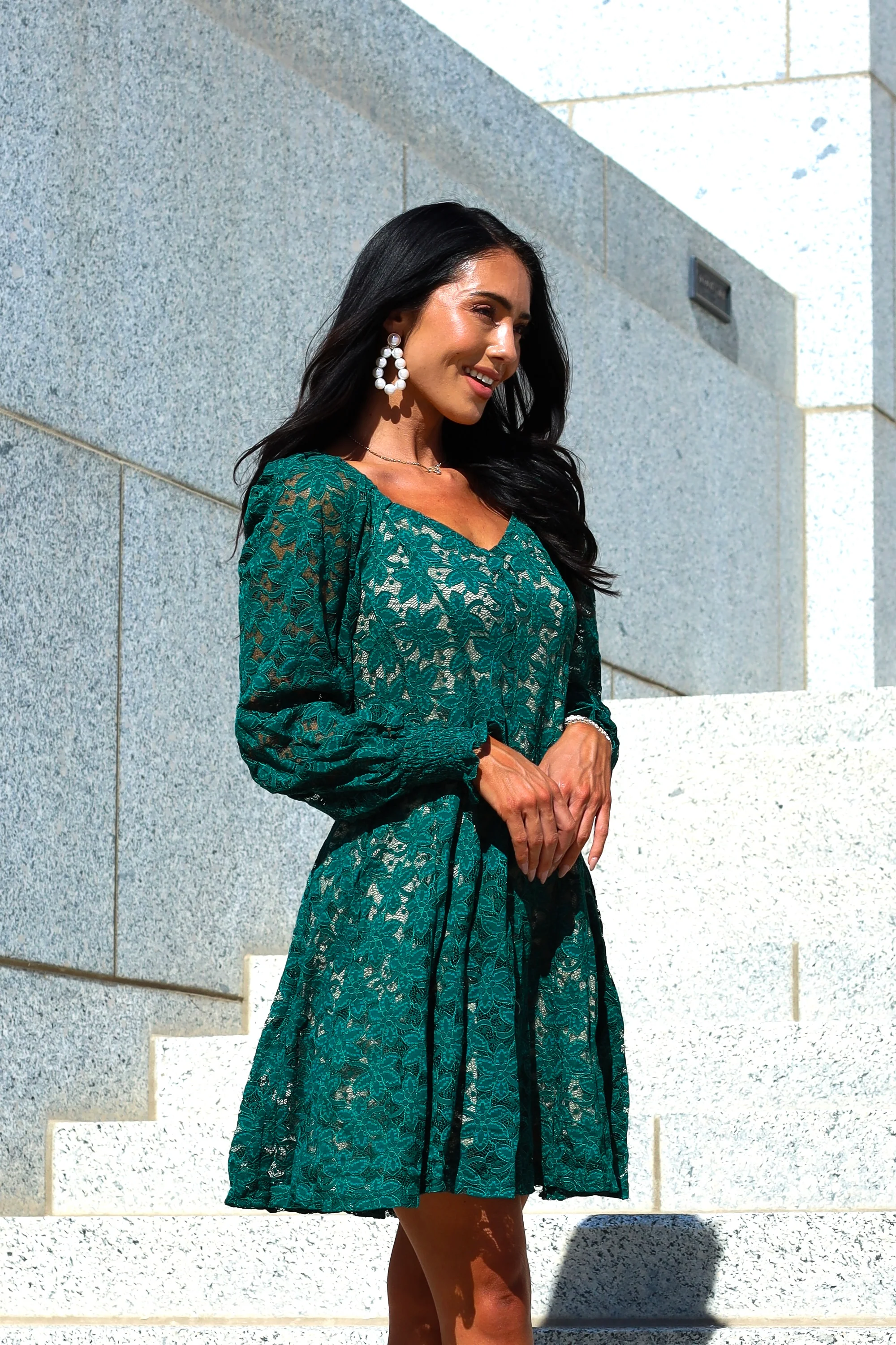 The Amery Emerald Lace Dresses - XNAUWBI