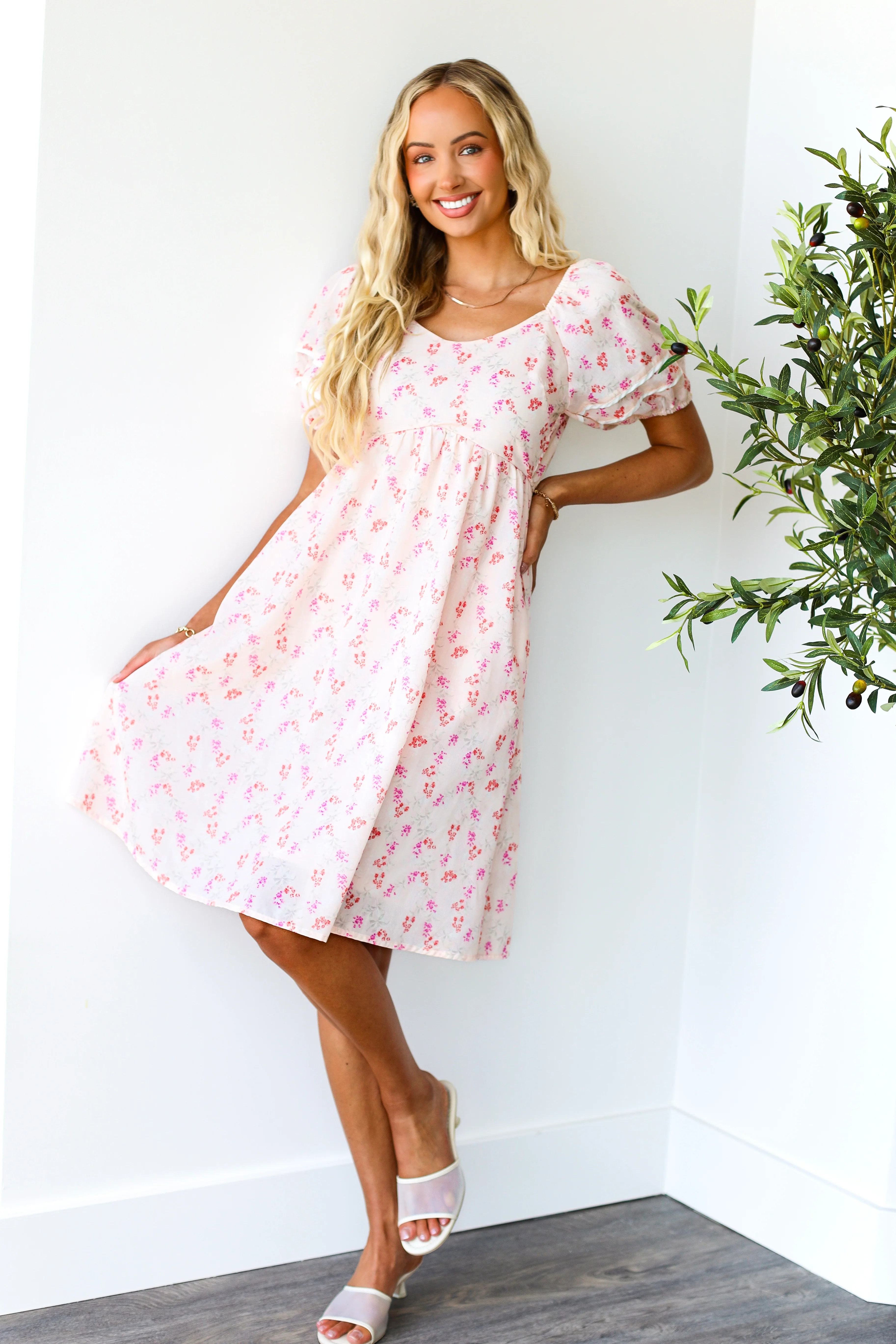 The Brigetta Blush Floral Dresses - XNAUWBI