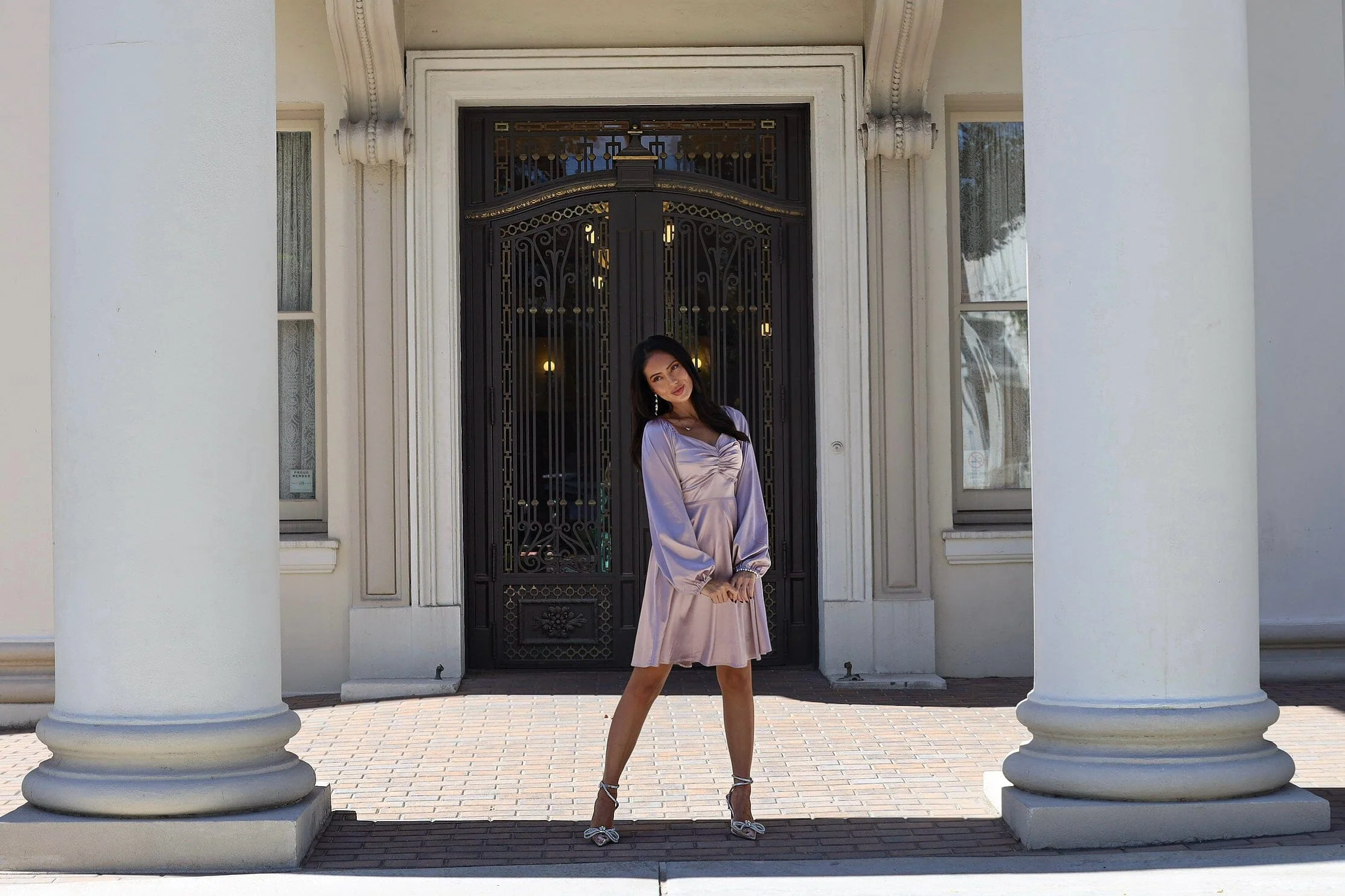 The Gwenllian Mauve Matte Satin Dresses - XNAUWBI