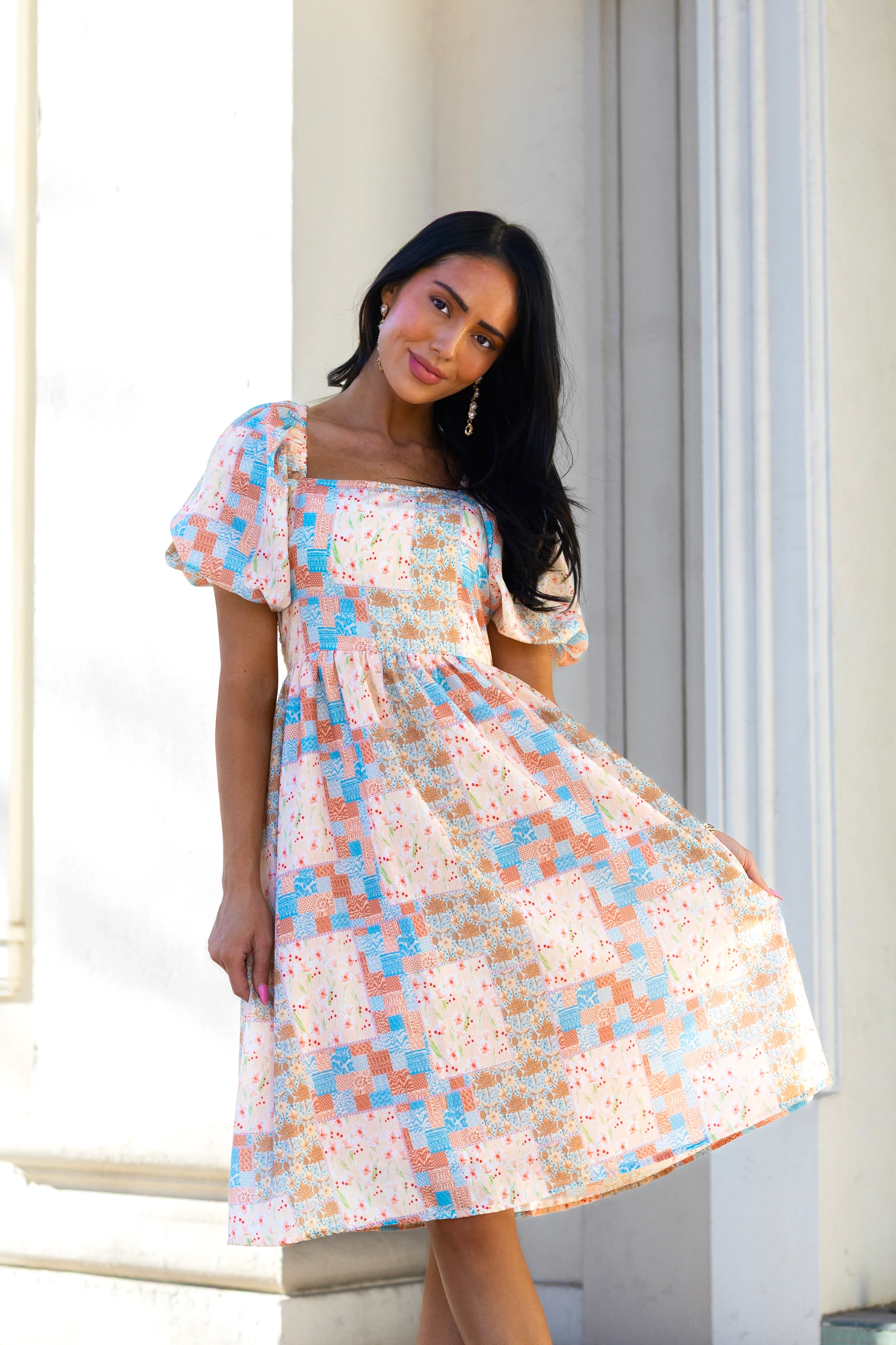 The Gemma Patchwork Floral Dresses - XNAUWBI