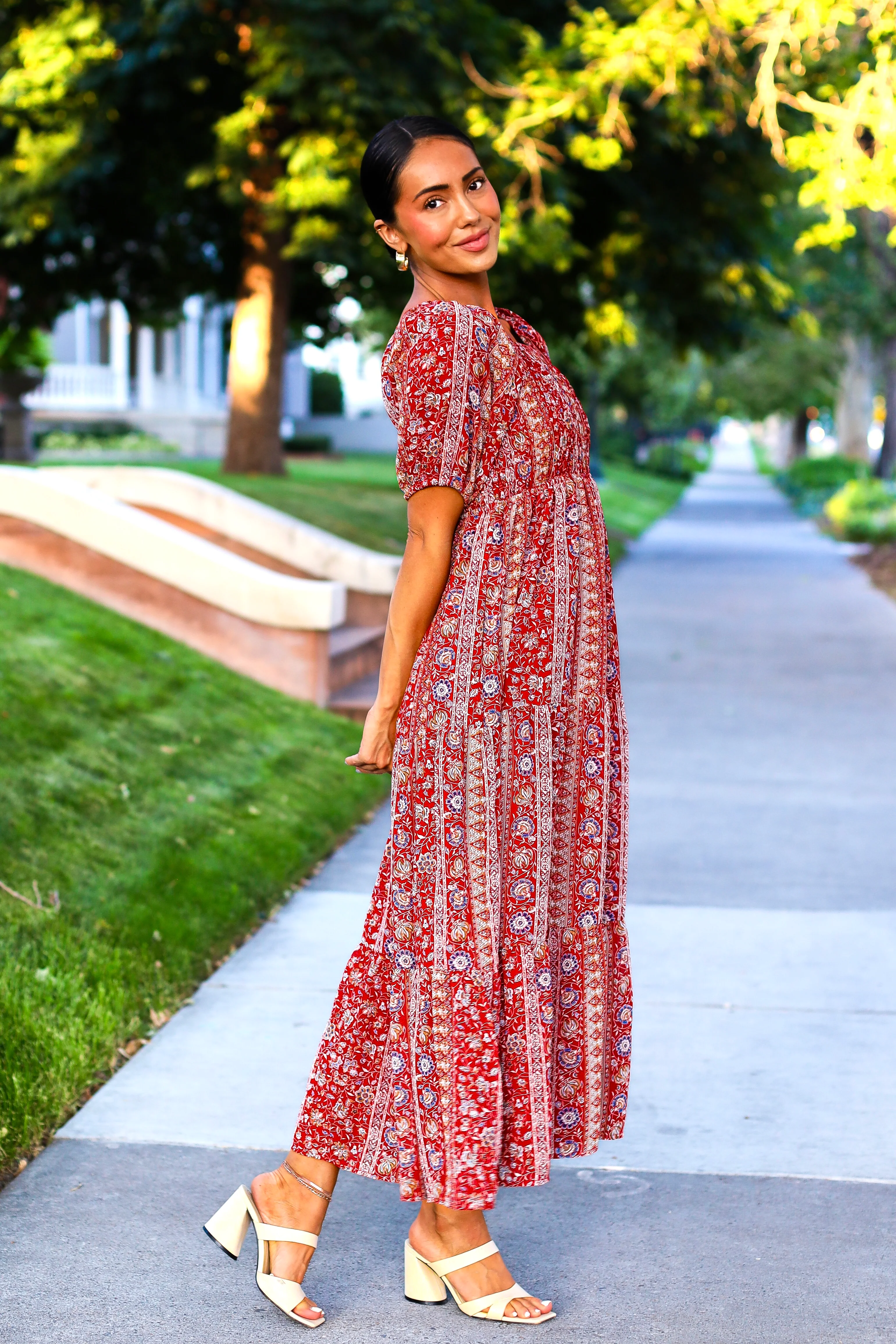 The Indy Red Aztec Dresses - XNAUWBI