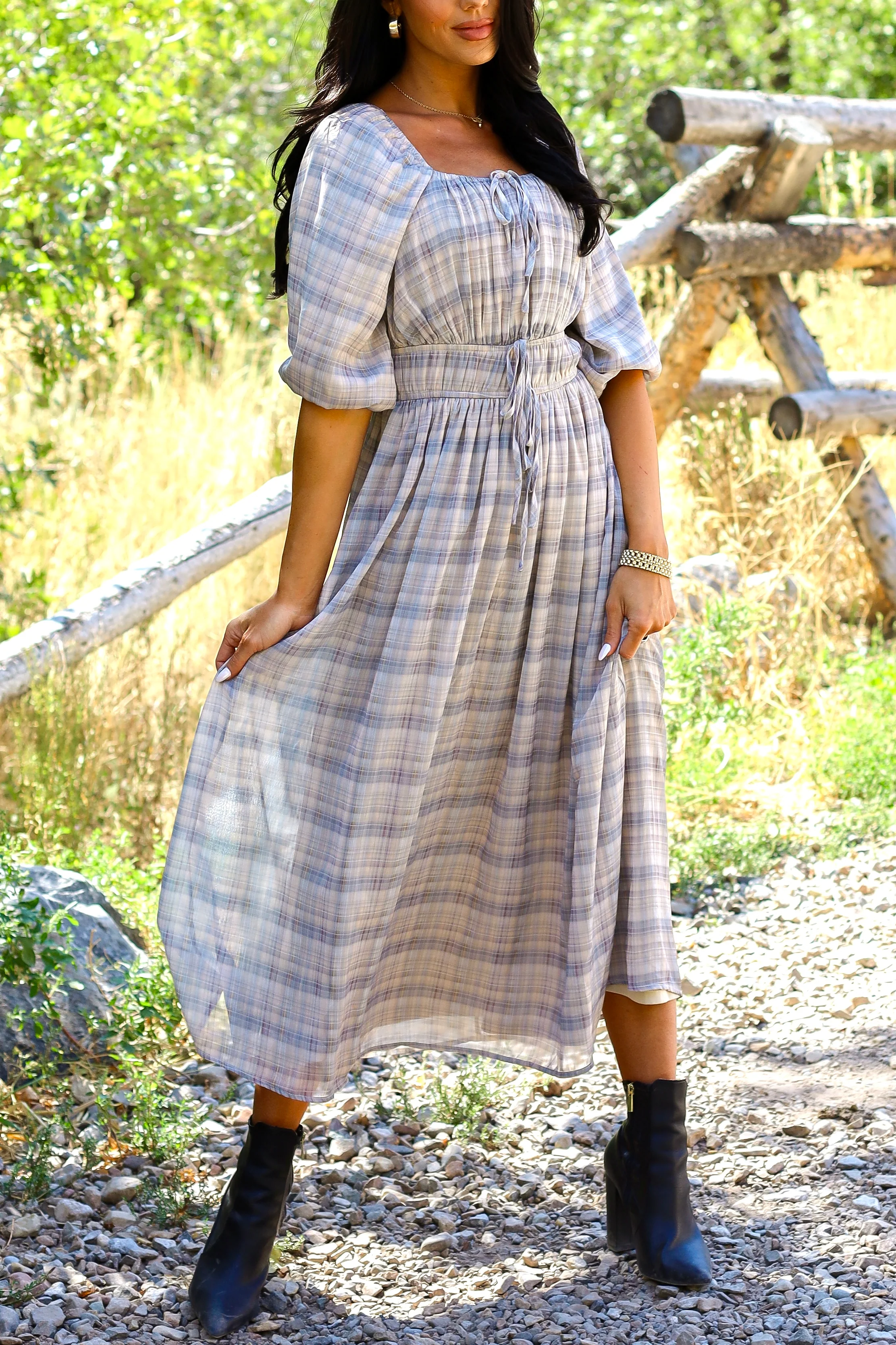 The Dyer Frosty Plaid Dresses - XNAUWBI