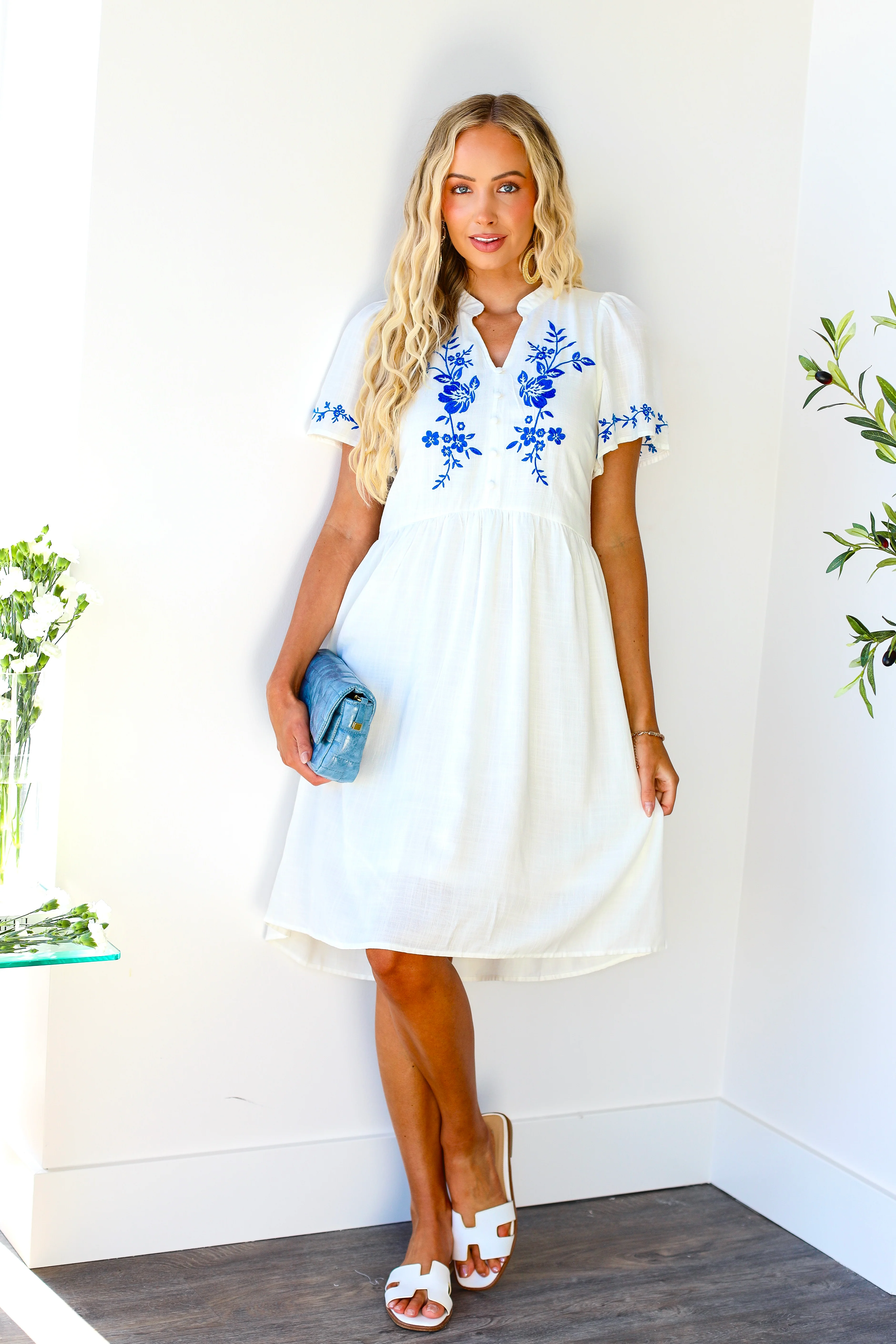 The Jonah Ivory/Royal Blue Dresses - XNAUWBI