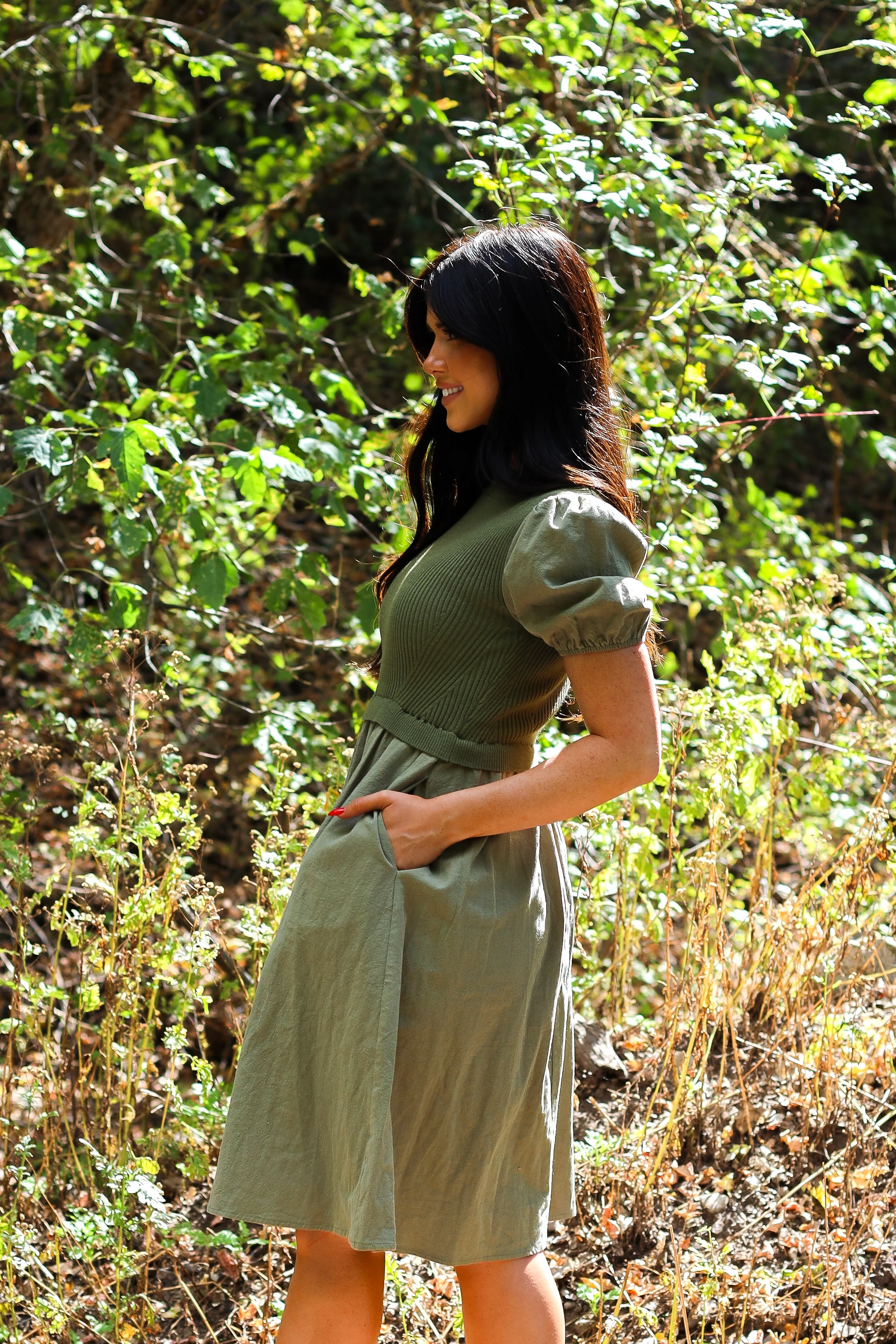 The Rosalie Dusty Olive Dresses - XNAUWBI