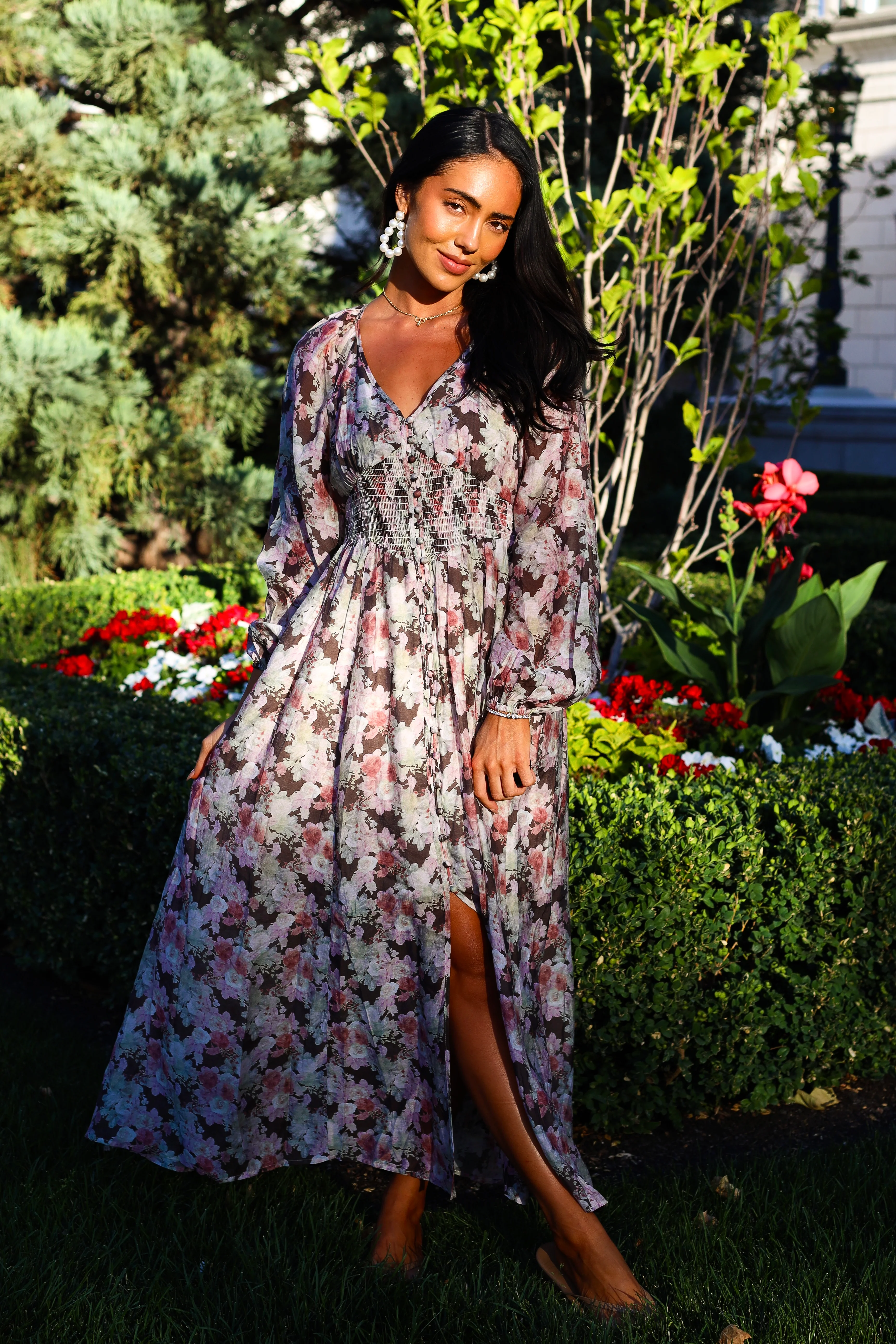 The Veronika Mocha Floral Dresses - XNAUWBI