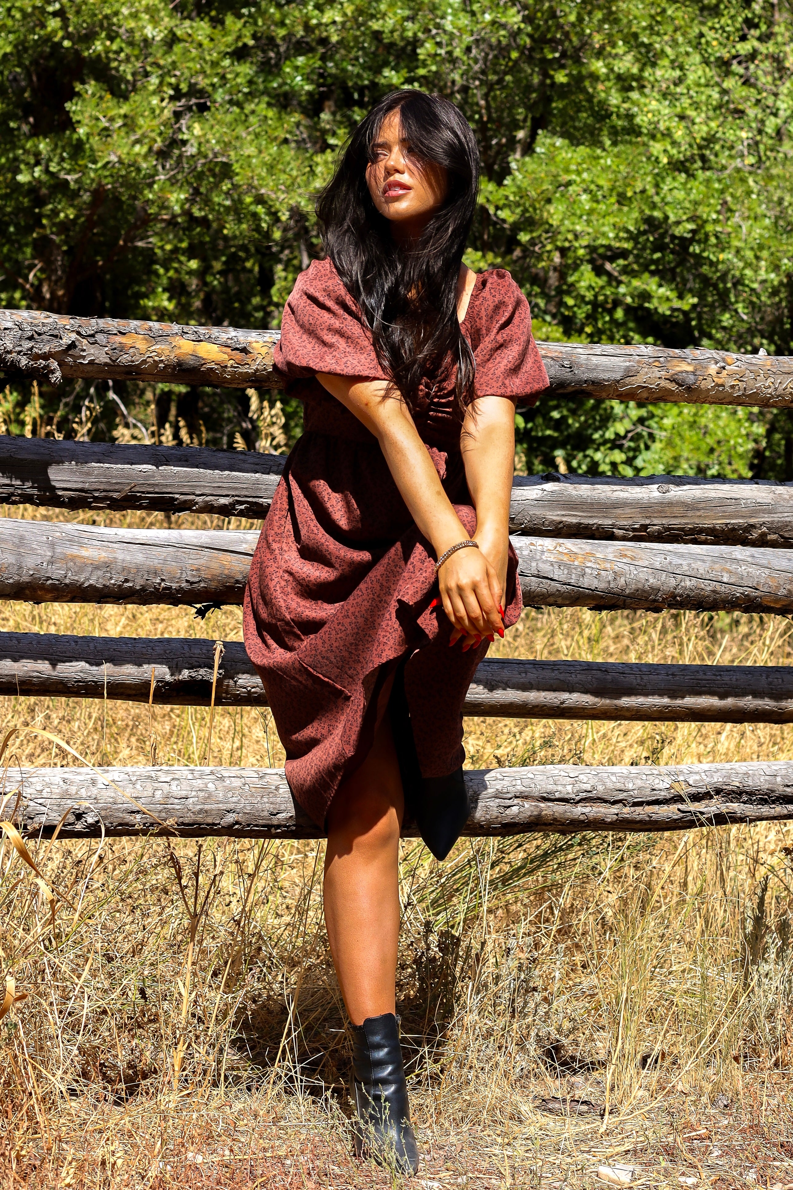 The Charette Chestnut Mini Floral Dresses - XNAUWBI