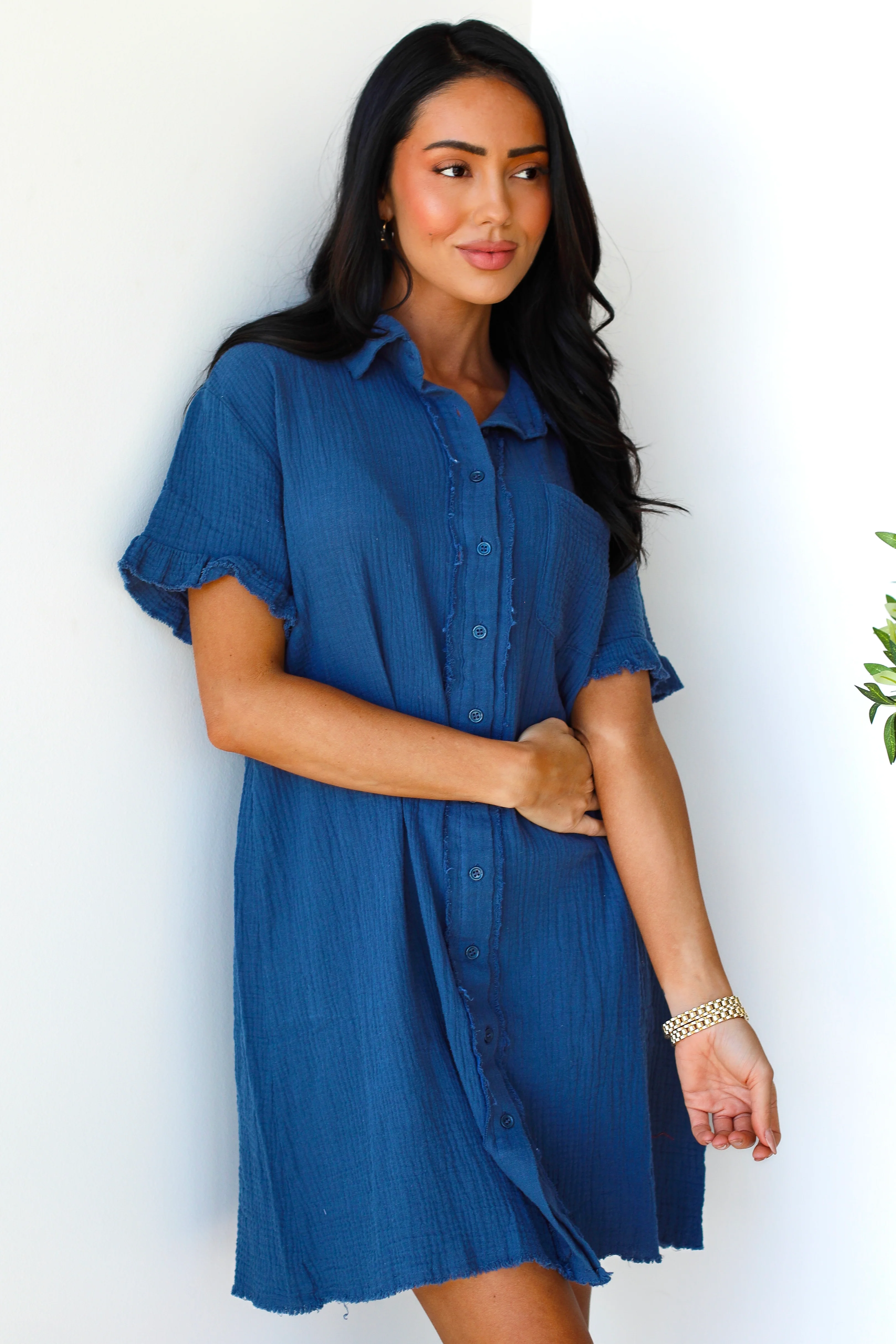 The Micha Soft Navy Dresses - XNAUWBI