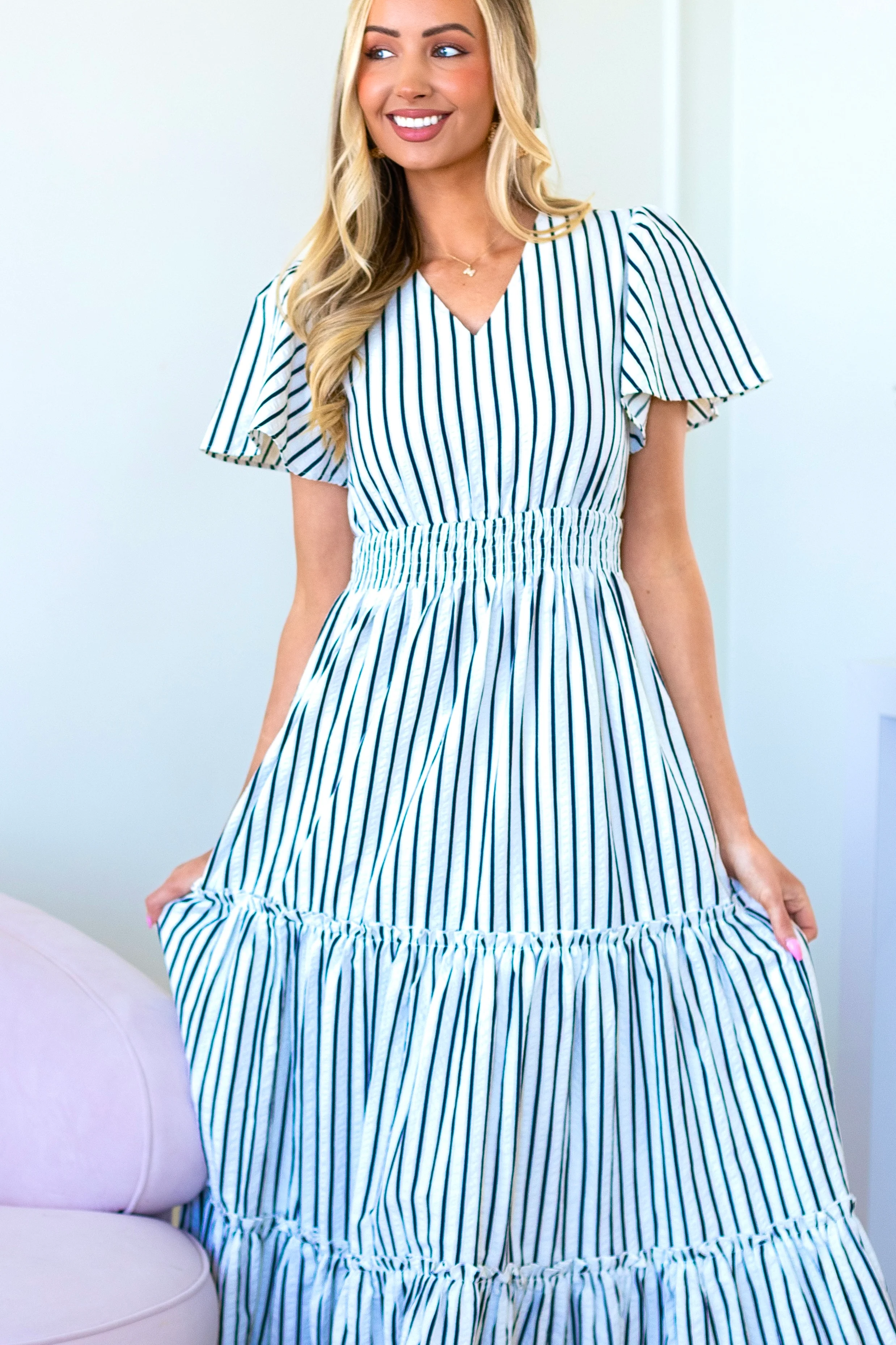The Eden Black Stripe Dresses - XNAUWBI