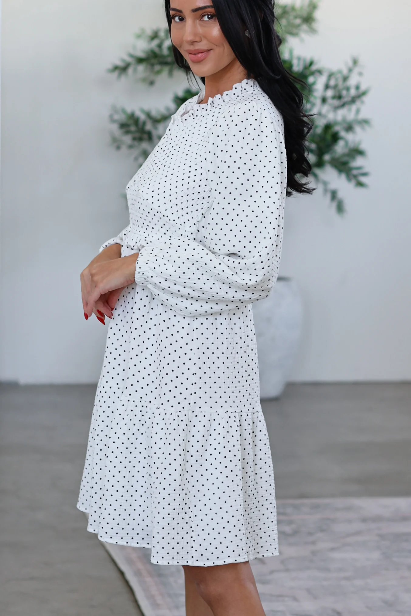 The Paris White/Black Polka Dot Dresses - XNAUWBI