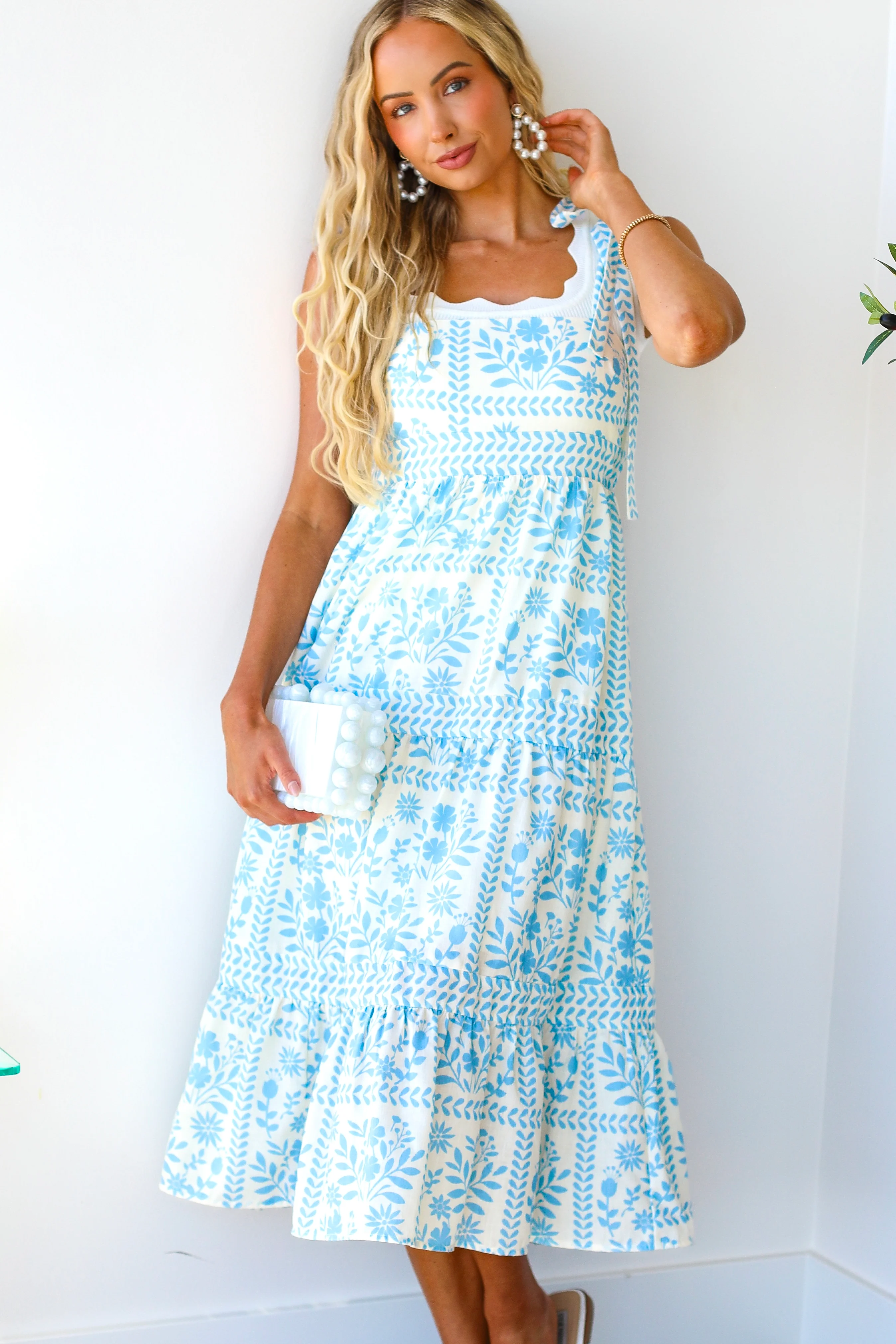 The Franciska Ivory/Light Blue Dresses - XNAUWBI