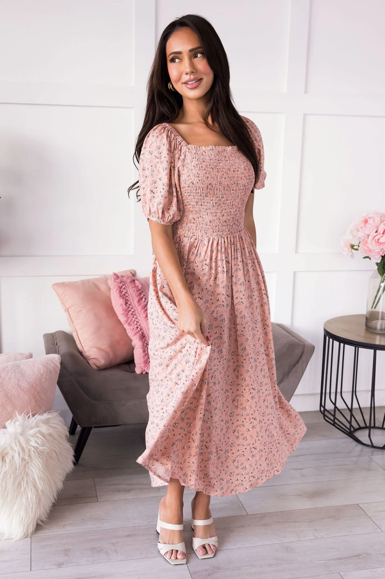 The Kieran Blush Floral Dresses - XNAUWBI