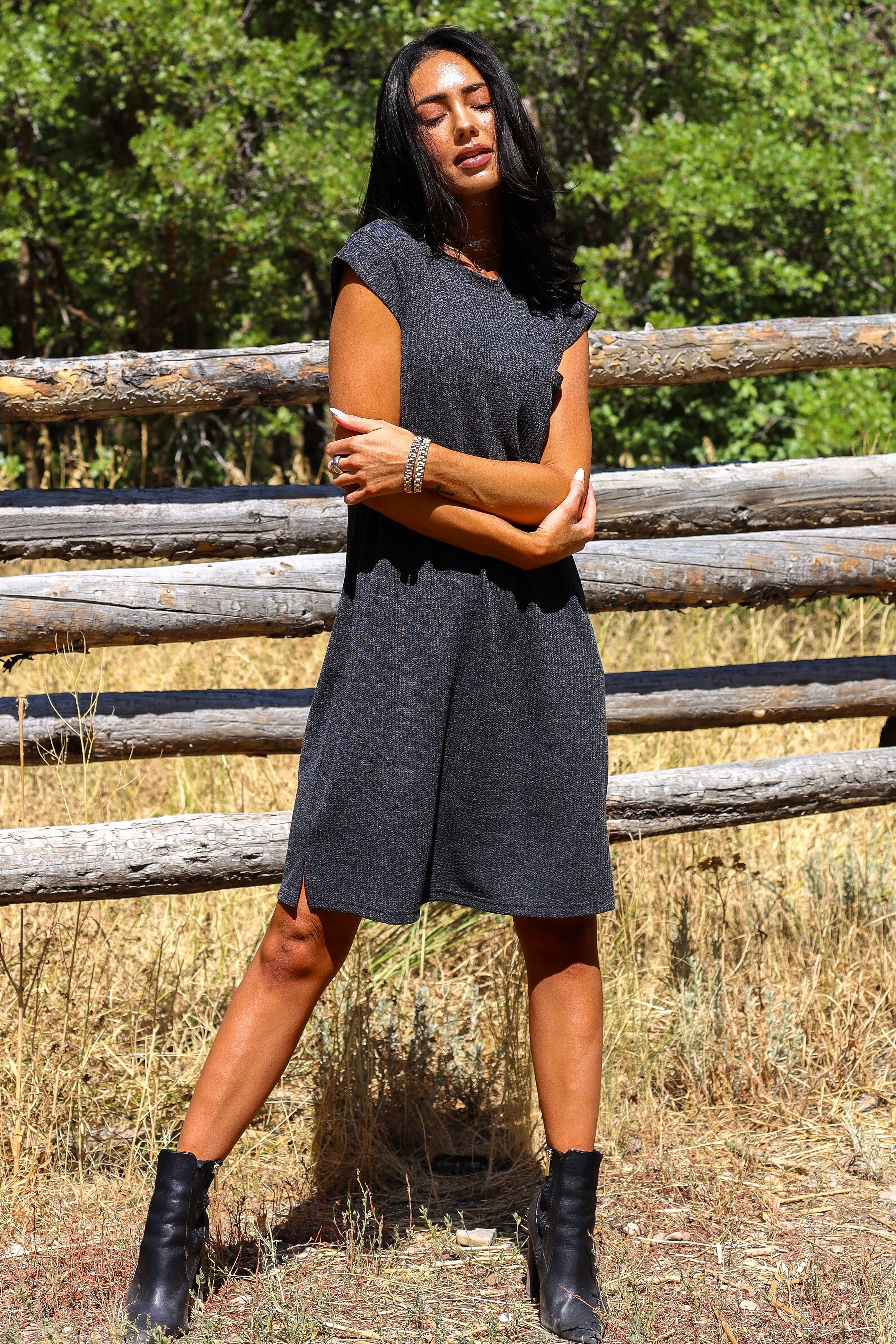The Vivi Charcoal Dresses - XNAUWBI