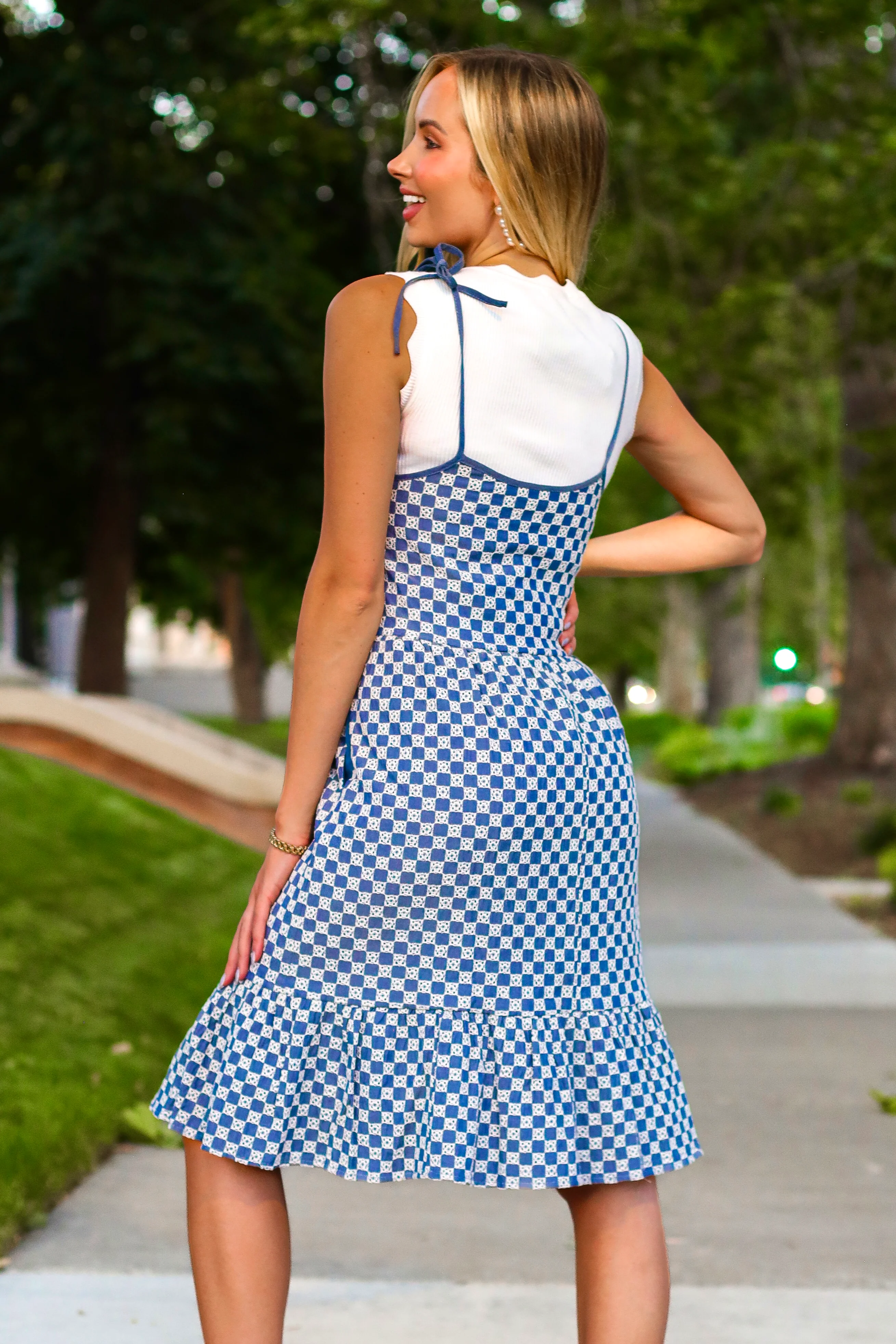 The Leon Denim Checkered Dresses - XNAUWBI