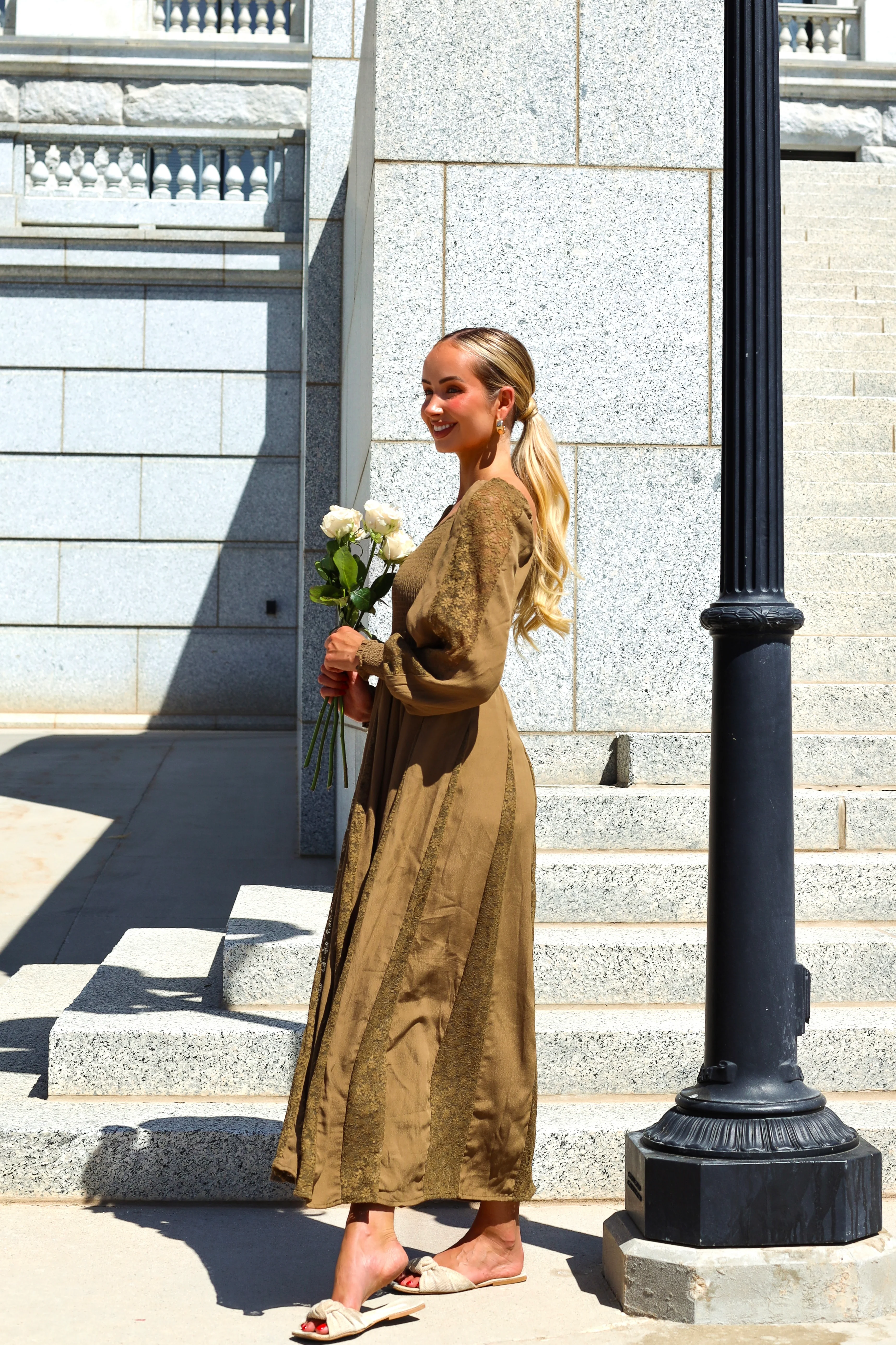 The Brenet Citrine Olive Dresses - XNAUWBI