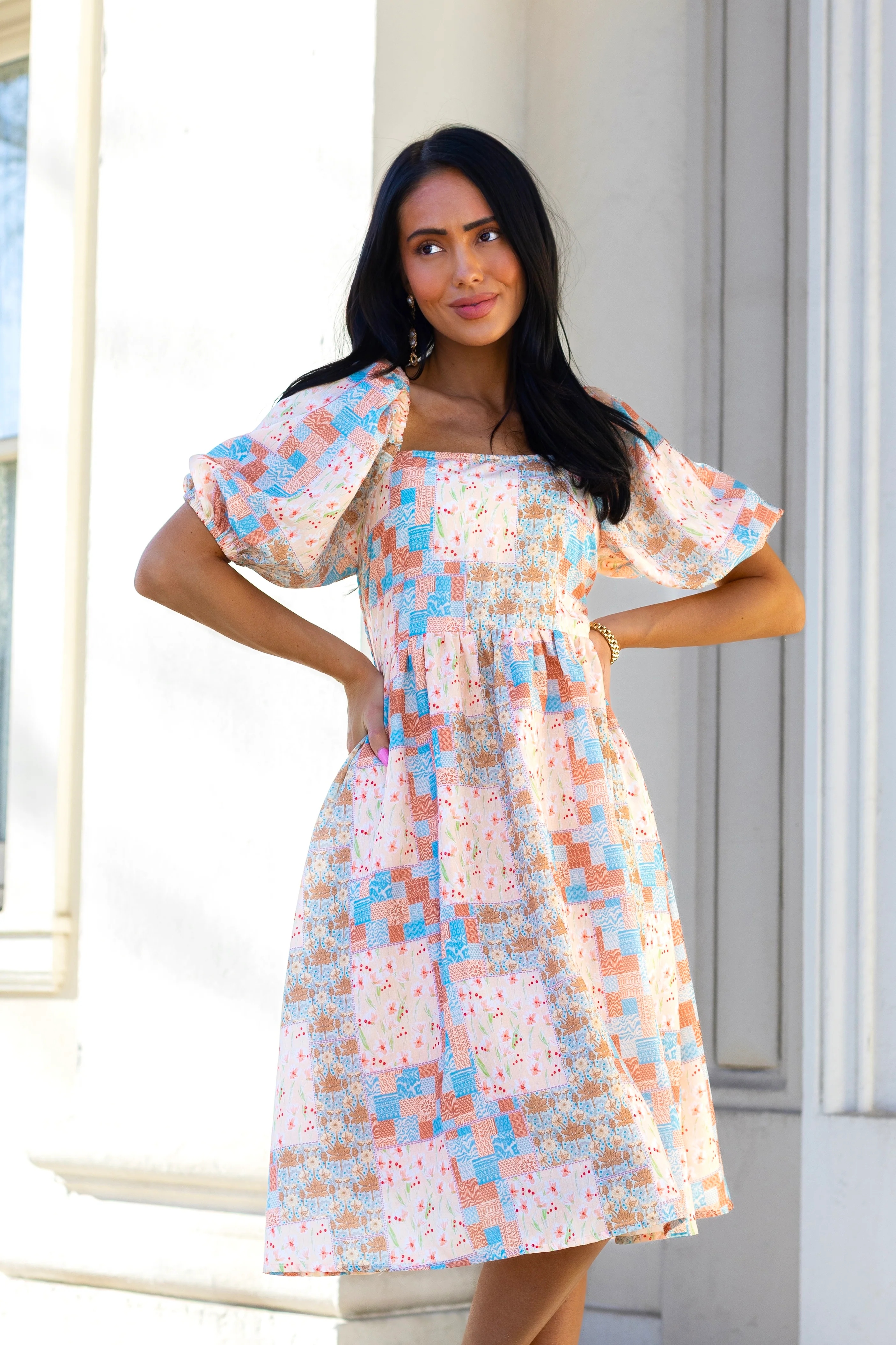 The Gemma Patchwork Floral Dresses - XNAUWBI