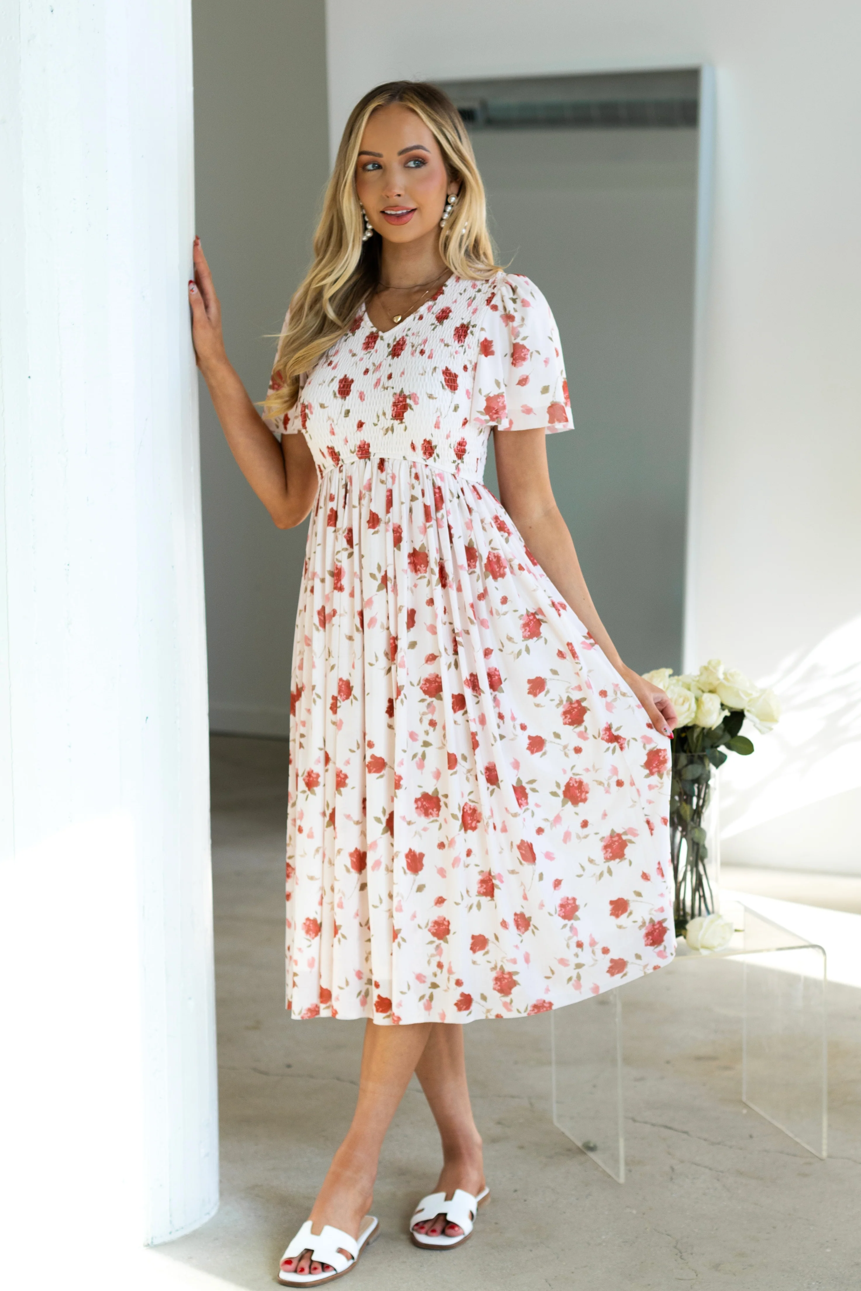 The Zulah Light Pink/Mauve Floral Dresses - XNAUWBI