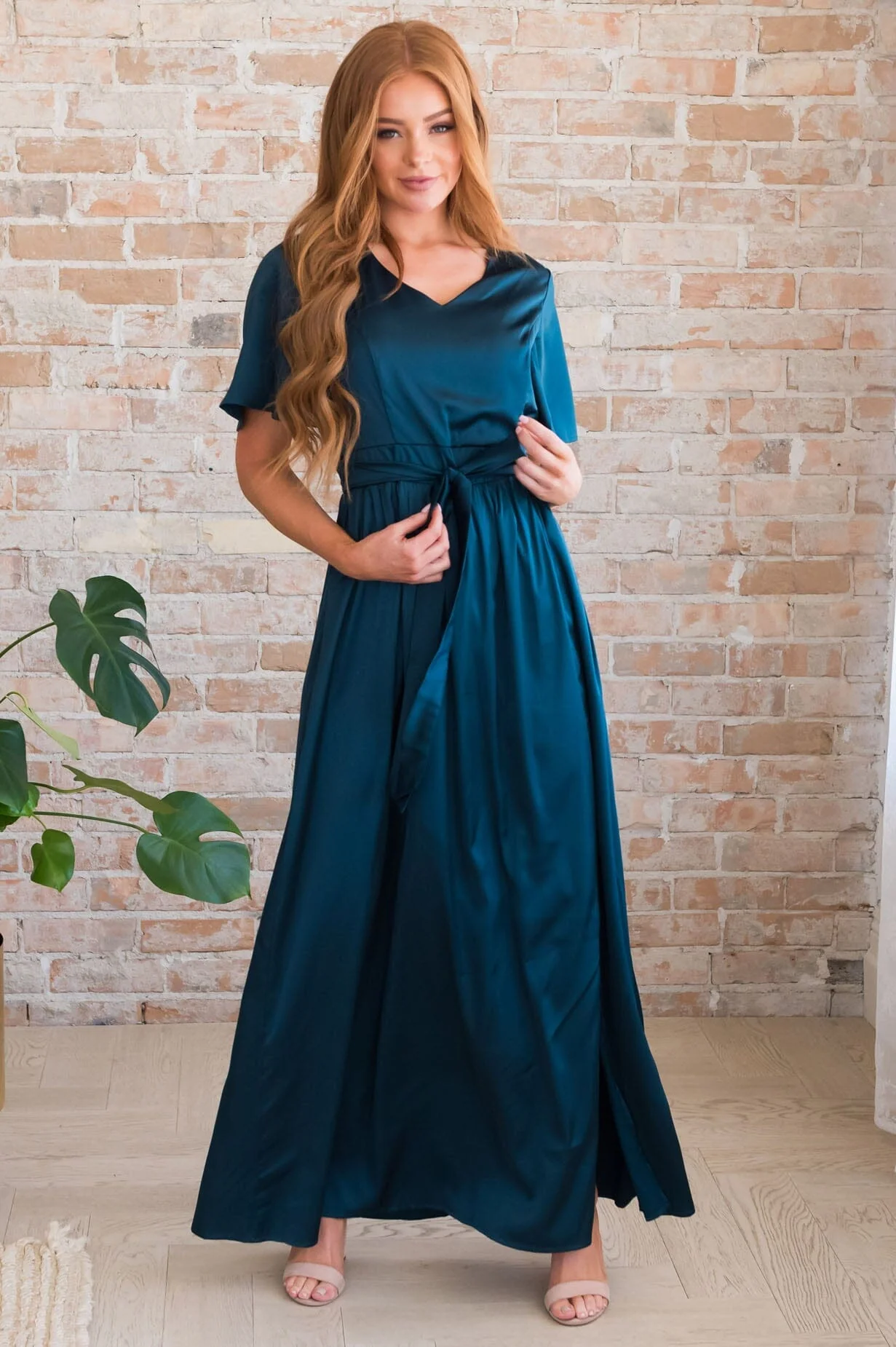 The Mabelyn Dark Teal Matte Satin Dresses - XNAUWBI