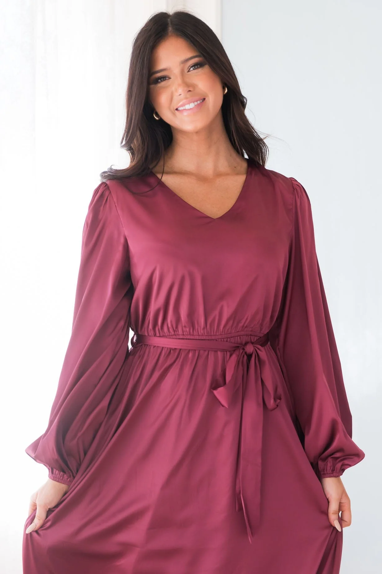 The Moiraine Plum Matte Satin Dresses - XNAUWBI