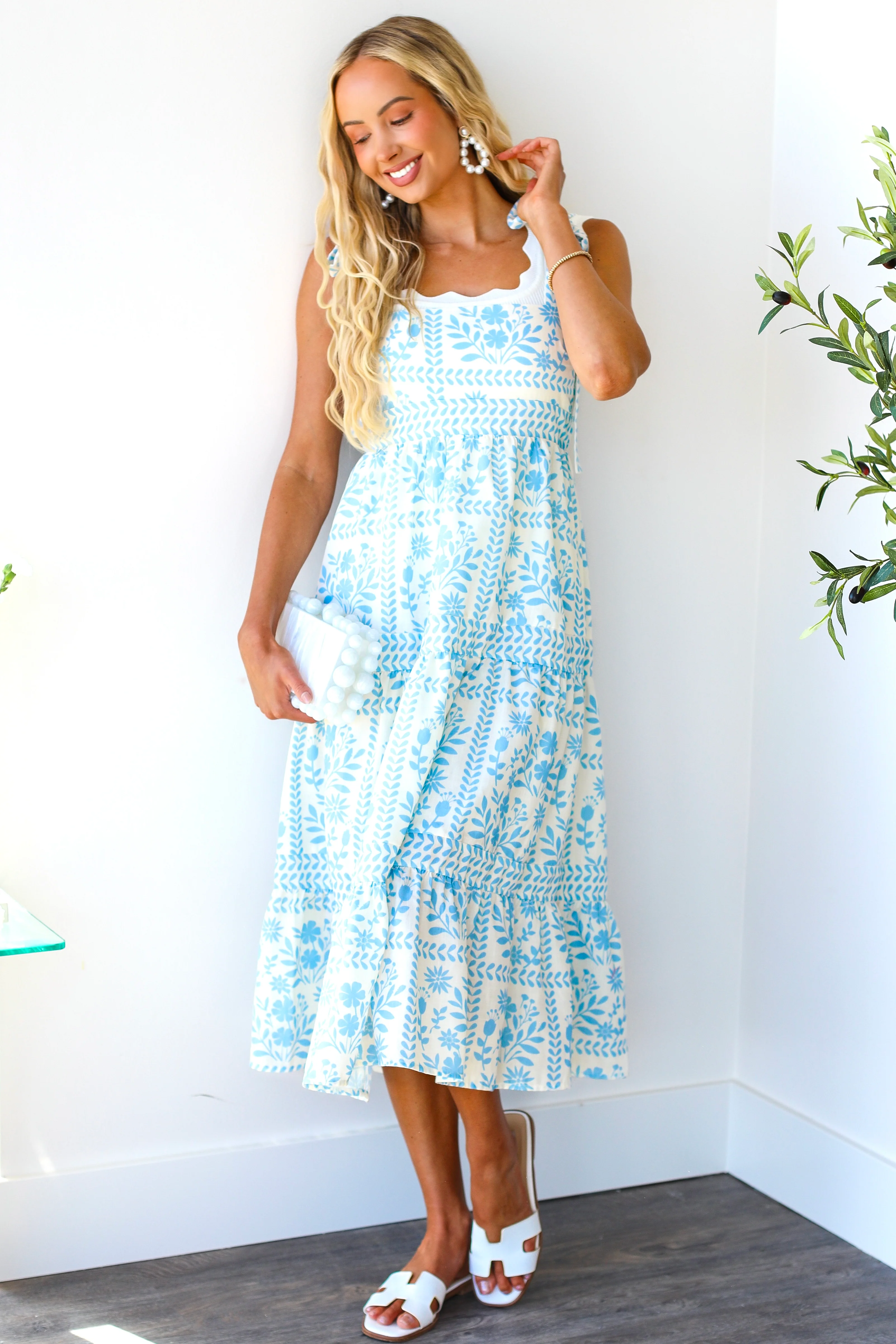 The Franciska Ivory/Light Blue Dresses - XNAUWBI