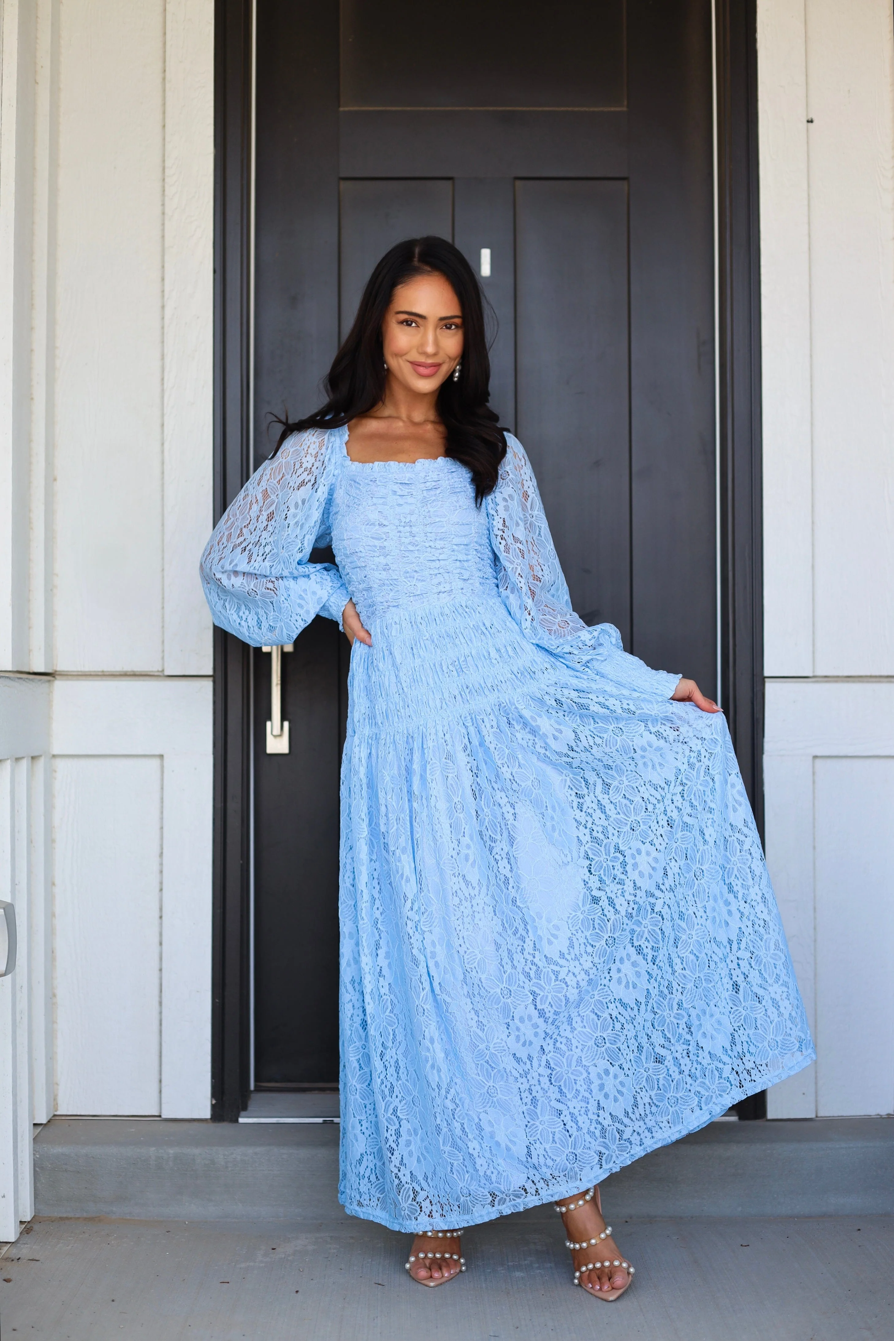 The Connie Periwinkle Lace Dresses - XNAUWBI