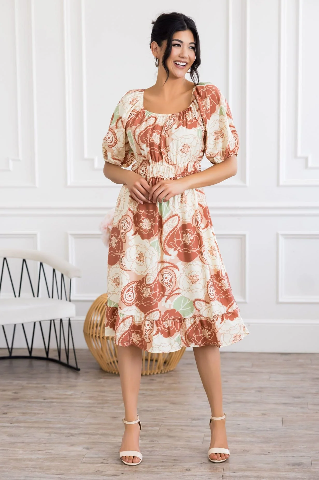 The Sunnee Cream Floral Dresses - XNAUWBI