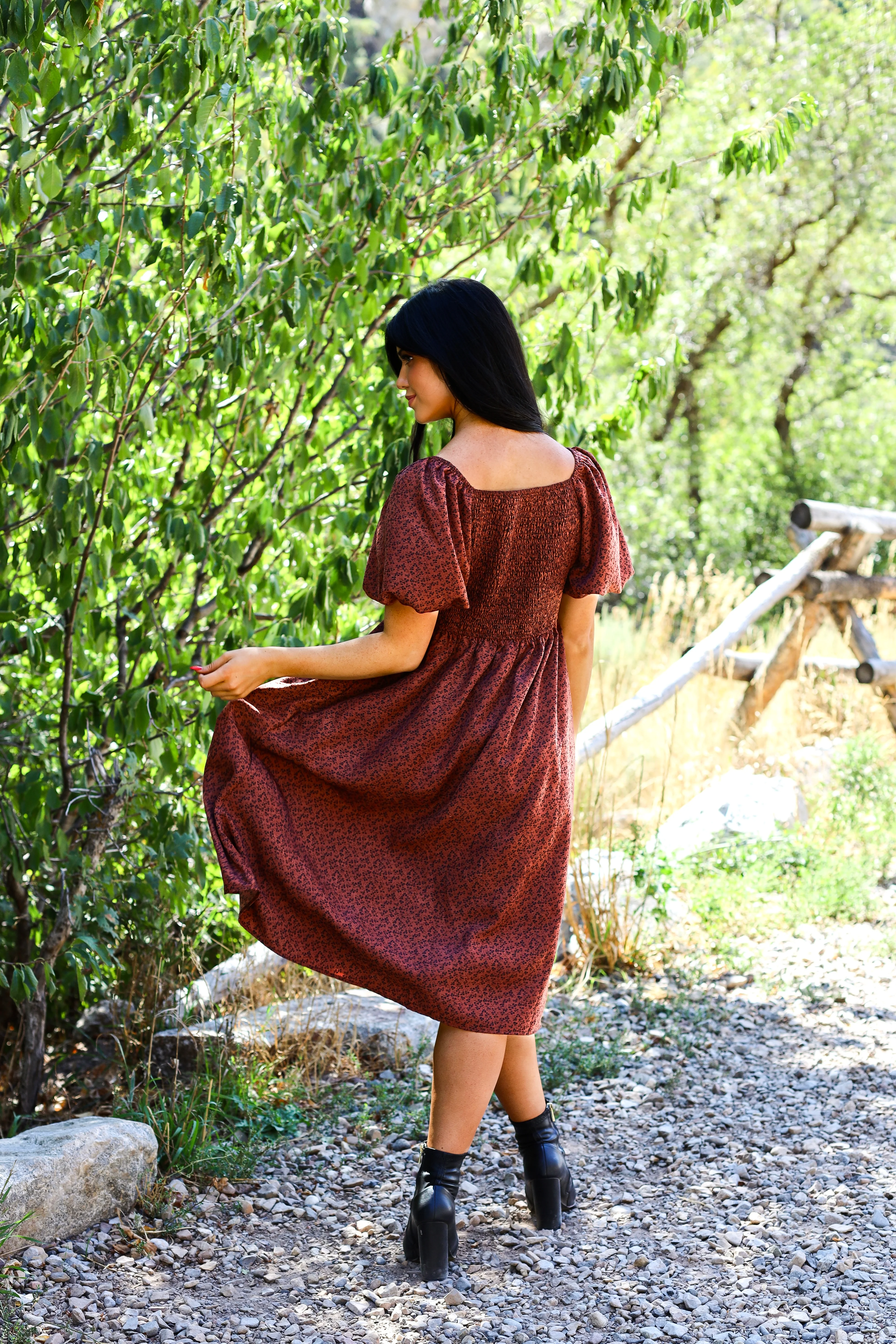 The Charette Chestnut Mini Floral Dresses - XNAUWBI