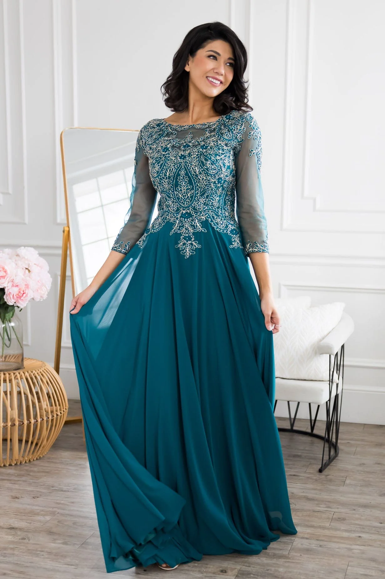 The Aurora Rich Teal Dresses - XNAUWBI