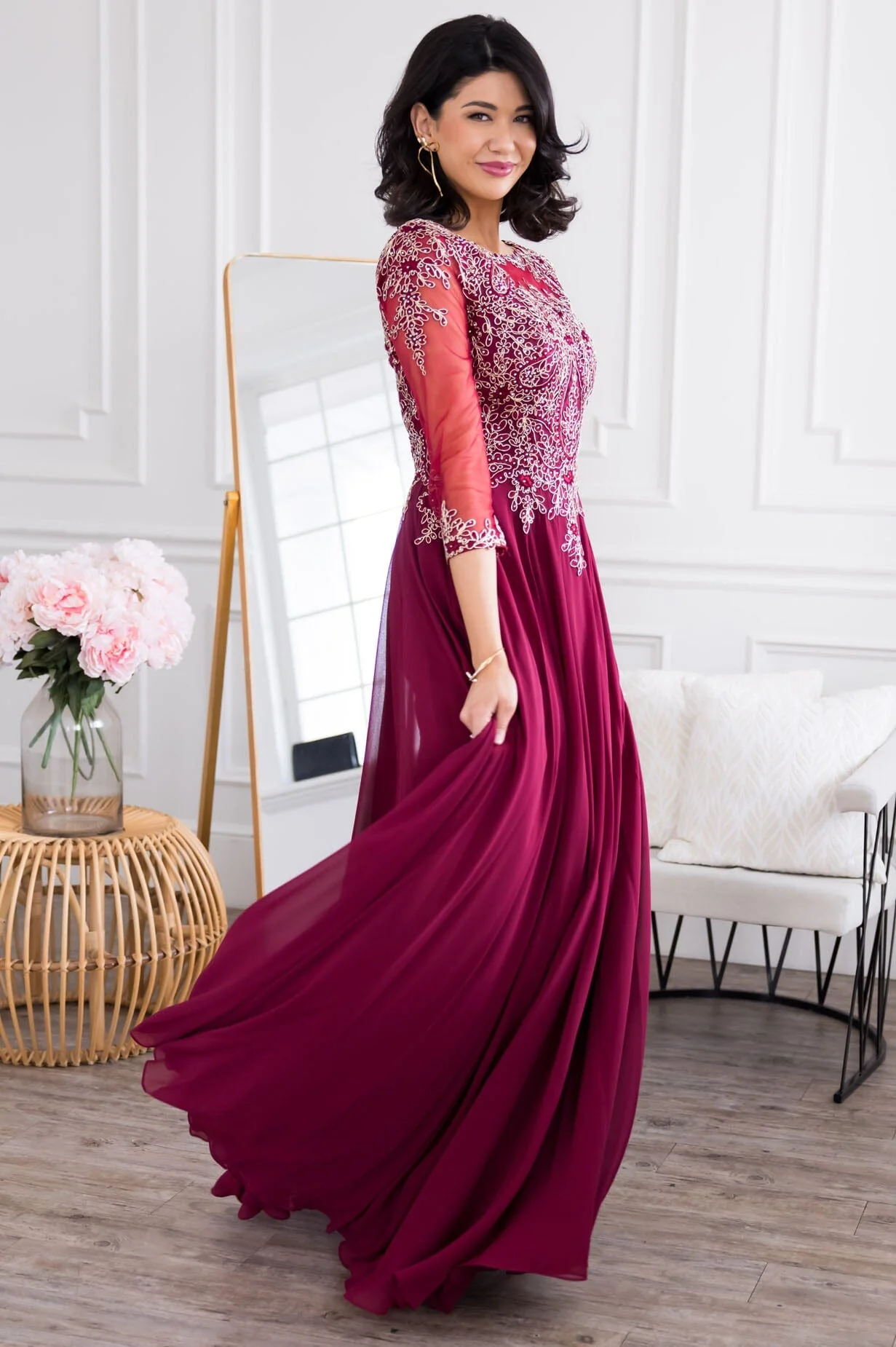 The Aurora Deep Burgundy Dresses - XNAUWBI
