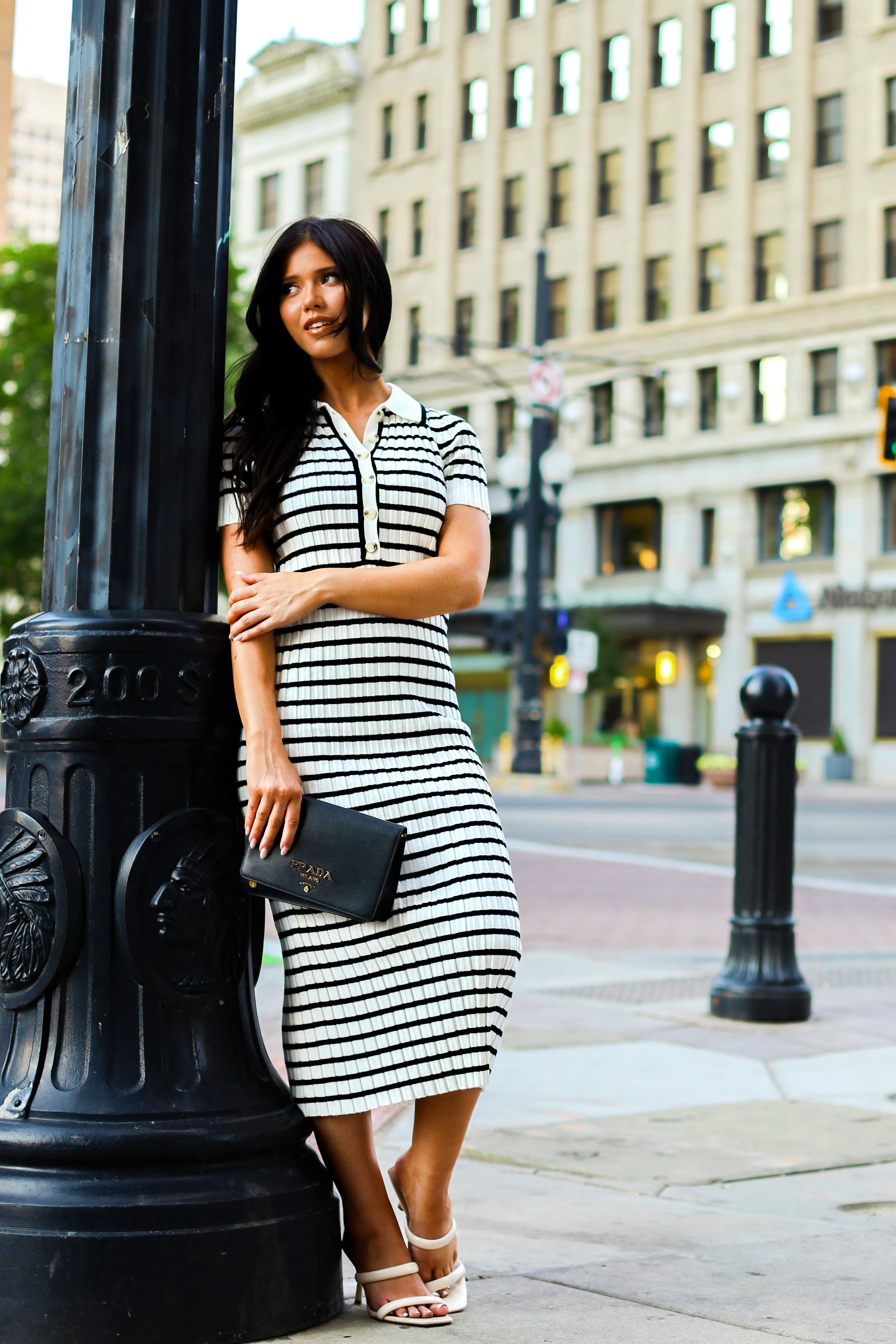 The Theodora Black Striped Dresses - XNAUWBI