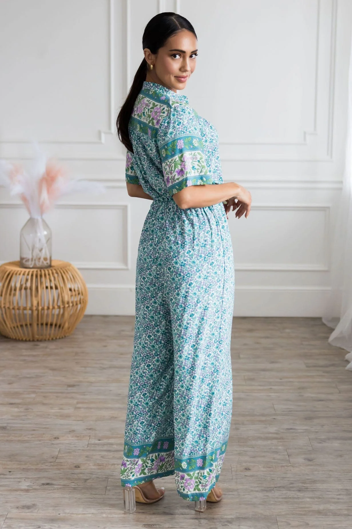 The Aurie White/Lavender/Mint Floral Jumpsuit - XNAUWBI