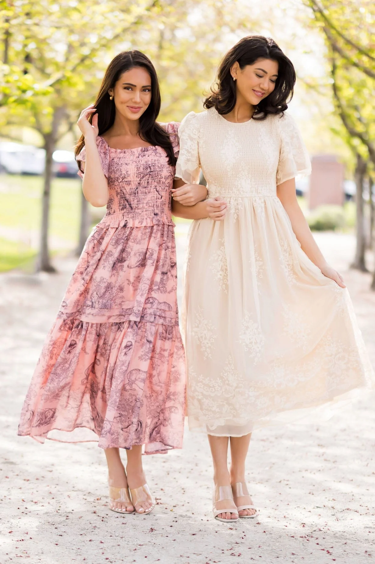 The Sonnet Champagne Embroidery & Lace Dresses - XNAUWBI