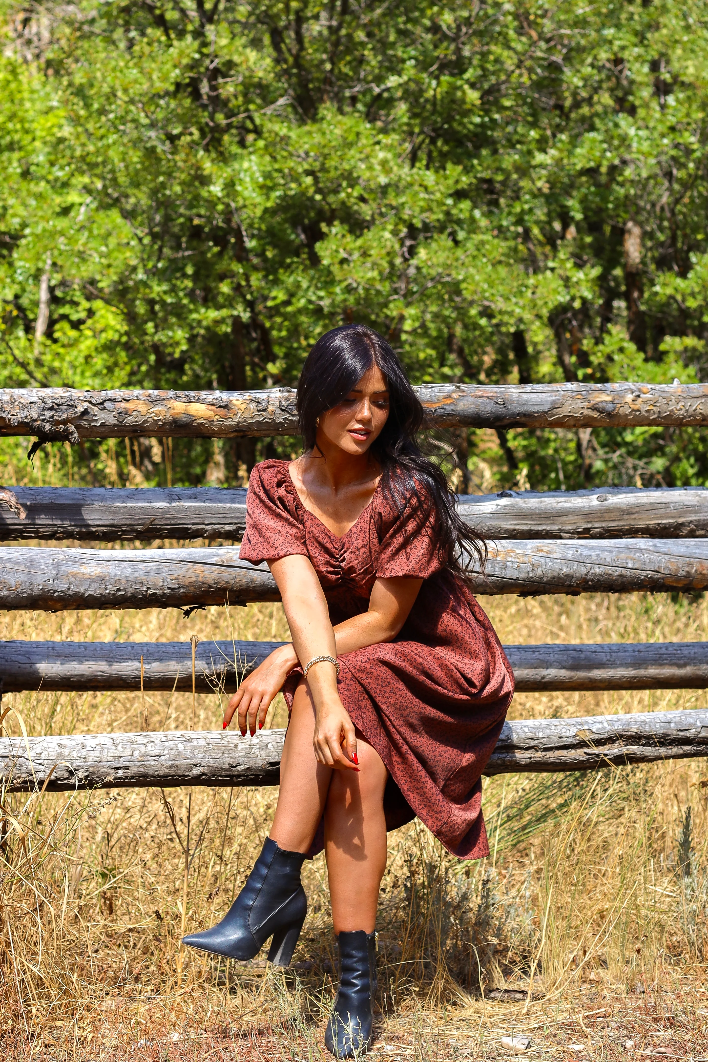 The Charette Chestnut Mini Floral Dresses - XNAUWBI